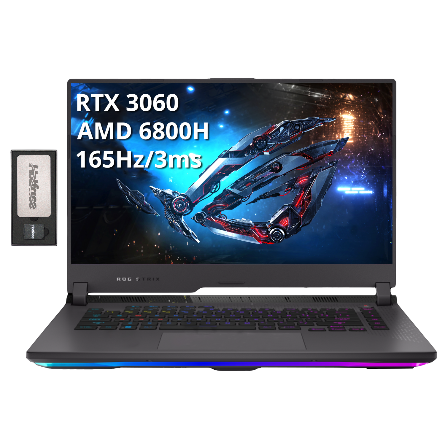 ASUS ROG Strix G15 15.6" 165Hz WQHD Gaming Laptop, AMD Ryzen7 6800H, NVIDIA GeForce RTX 3060, 2TB SSD, 64GB DDR5, RGB KB, VR-Ready, Gray, Win 11 Pro, 256GB Docking Station Set