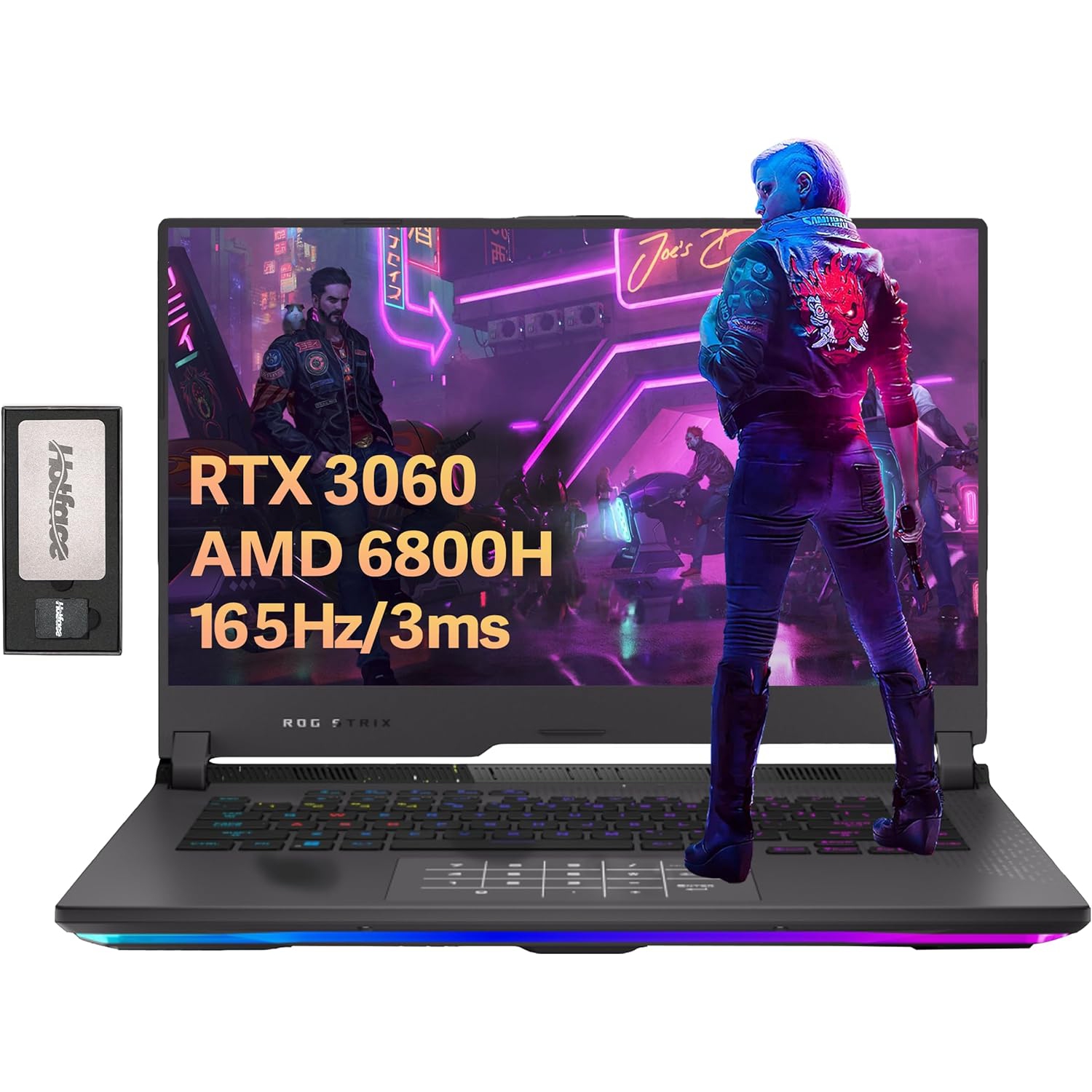 ASUS ROG Strix G15 15.6" 165Hz WQHD Gaming Laptop, AMD Ryzen7 6800H, NVIDIA GeForce RTX 3060, 1TB SSD, 16GB DDR5, RGB KB, VR-Ready, Gray, Win 11 Pro, 256GB Docking Station Set