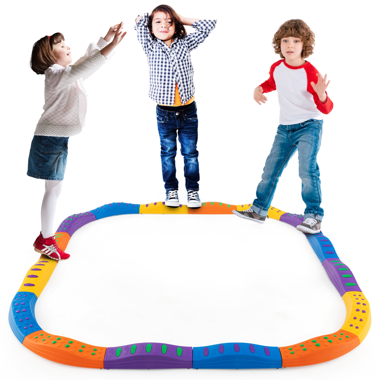 Gymax Colored Balance Beams for Kids w/ Non-slip Textured Surface Bottom Pad