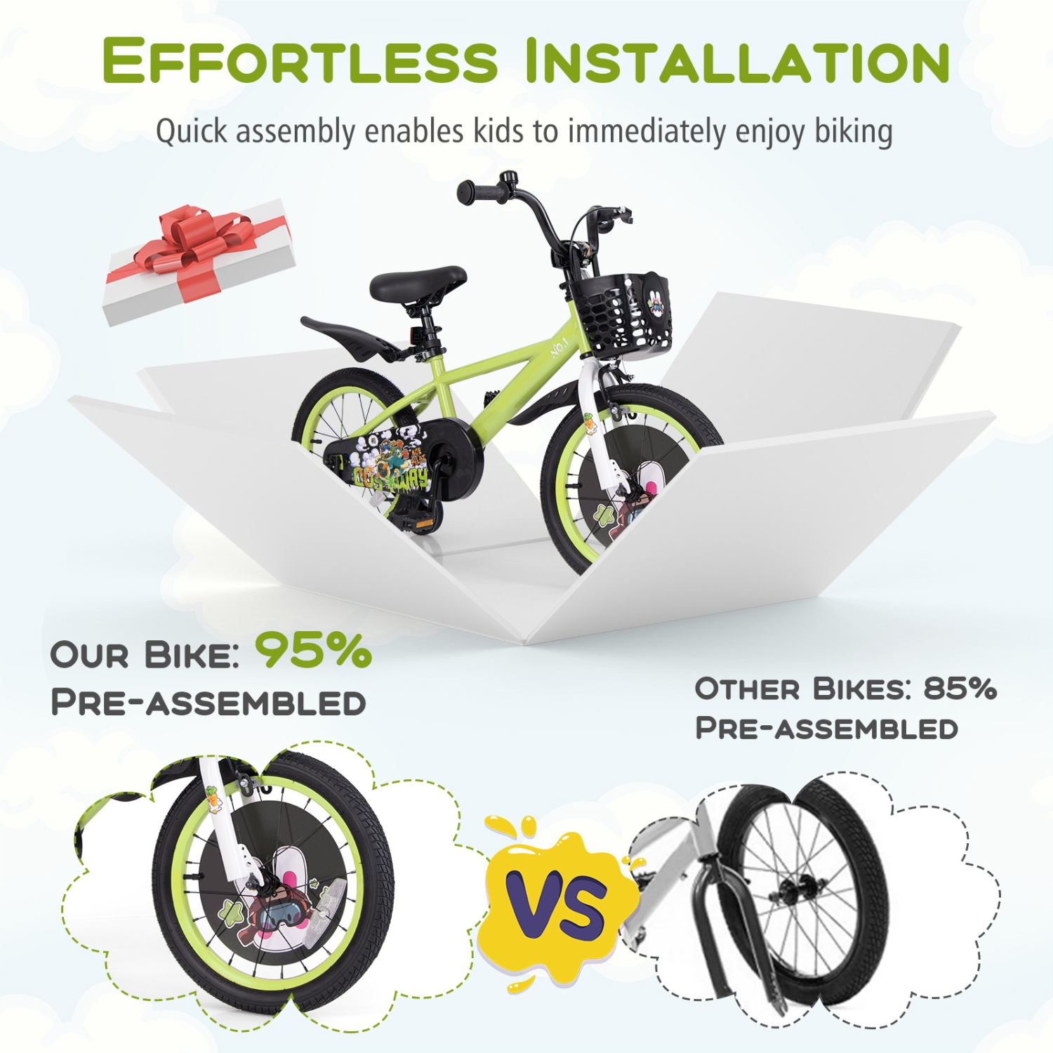 Gymax 16'' Kid's Bike for 4-7 w/ Height-Adjustable Handlebar & Saddle Handbrake