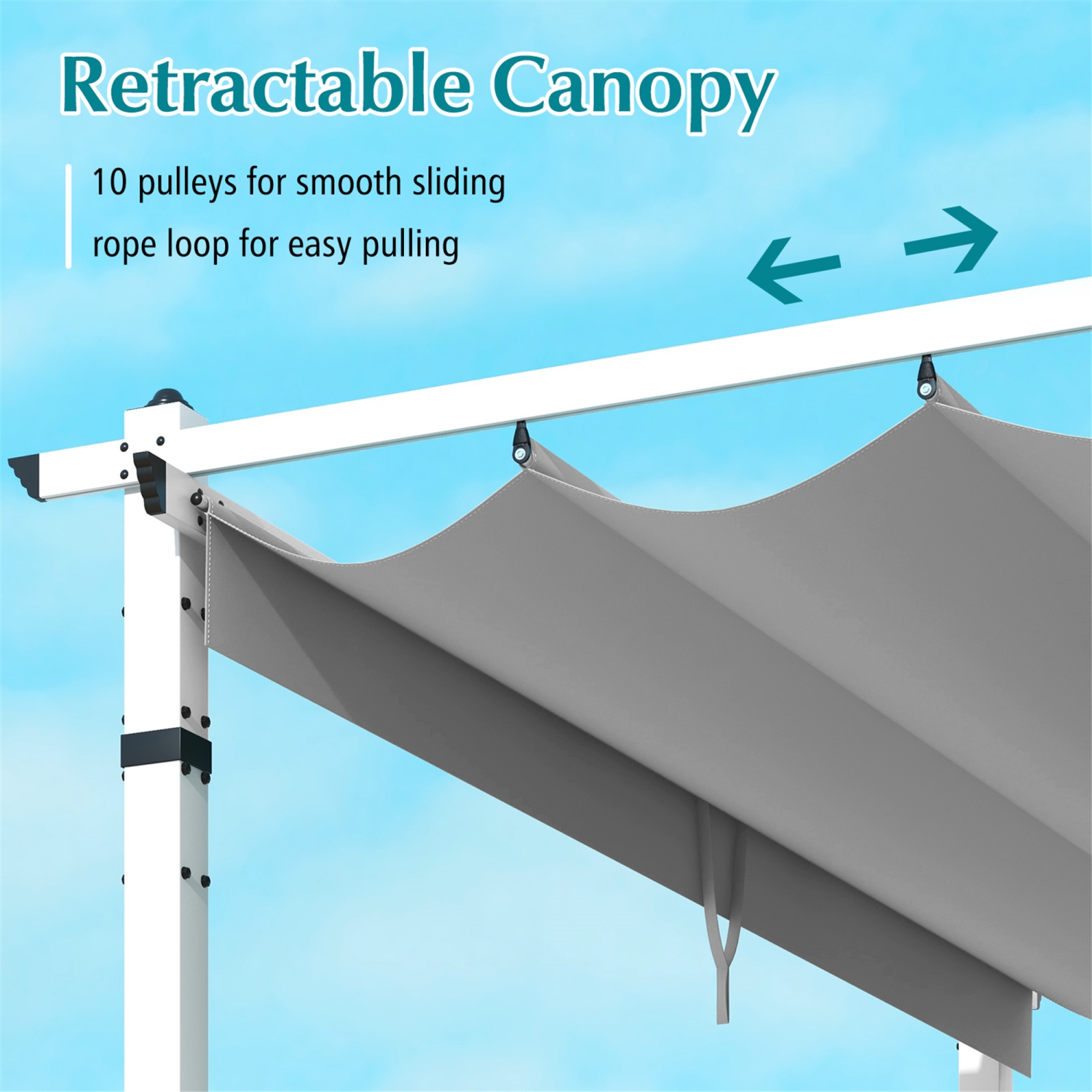 Gymax 12' x 10' Outdoor Pergola w/ Retractable Canopy Aluminum Frame Anchors Patio