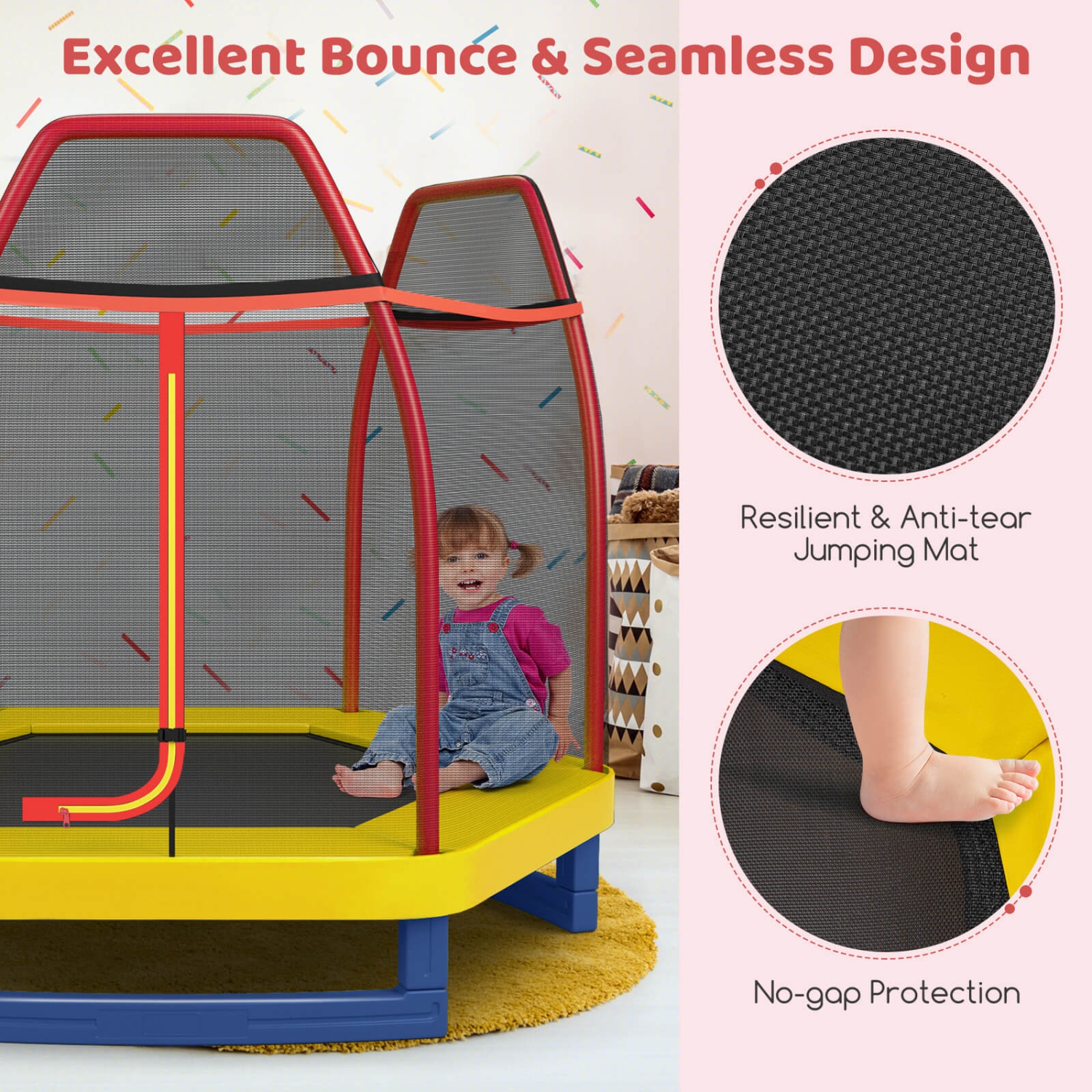Costway 7FT Kids Trampoline Outdoor Indoor Recreational Bounce Jumper