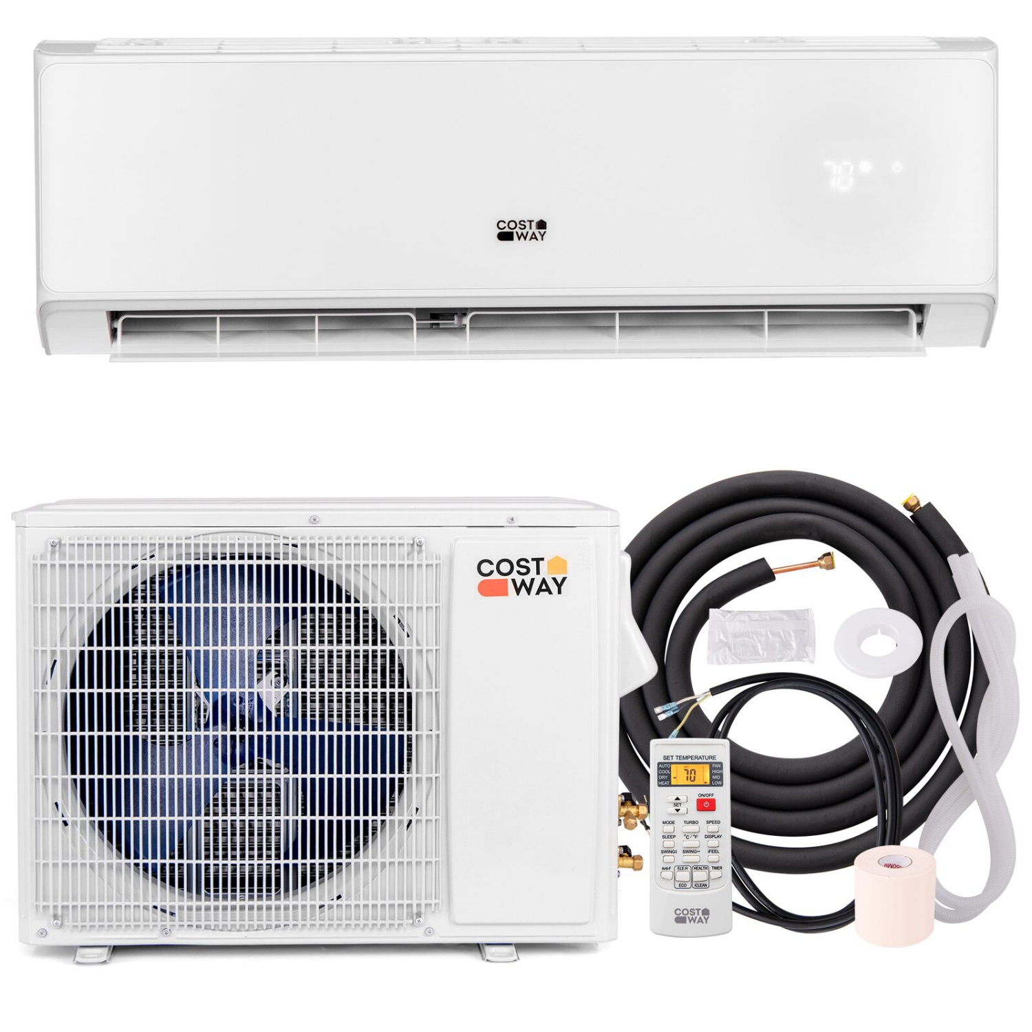 Costway 22000 BTU Wifi Enabled Mini Split Air Conditioner & Heater with Heat Pump