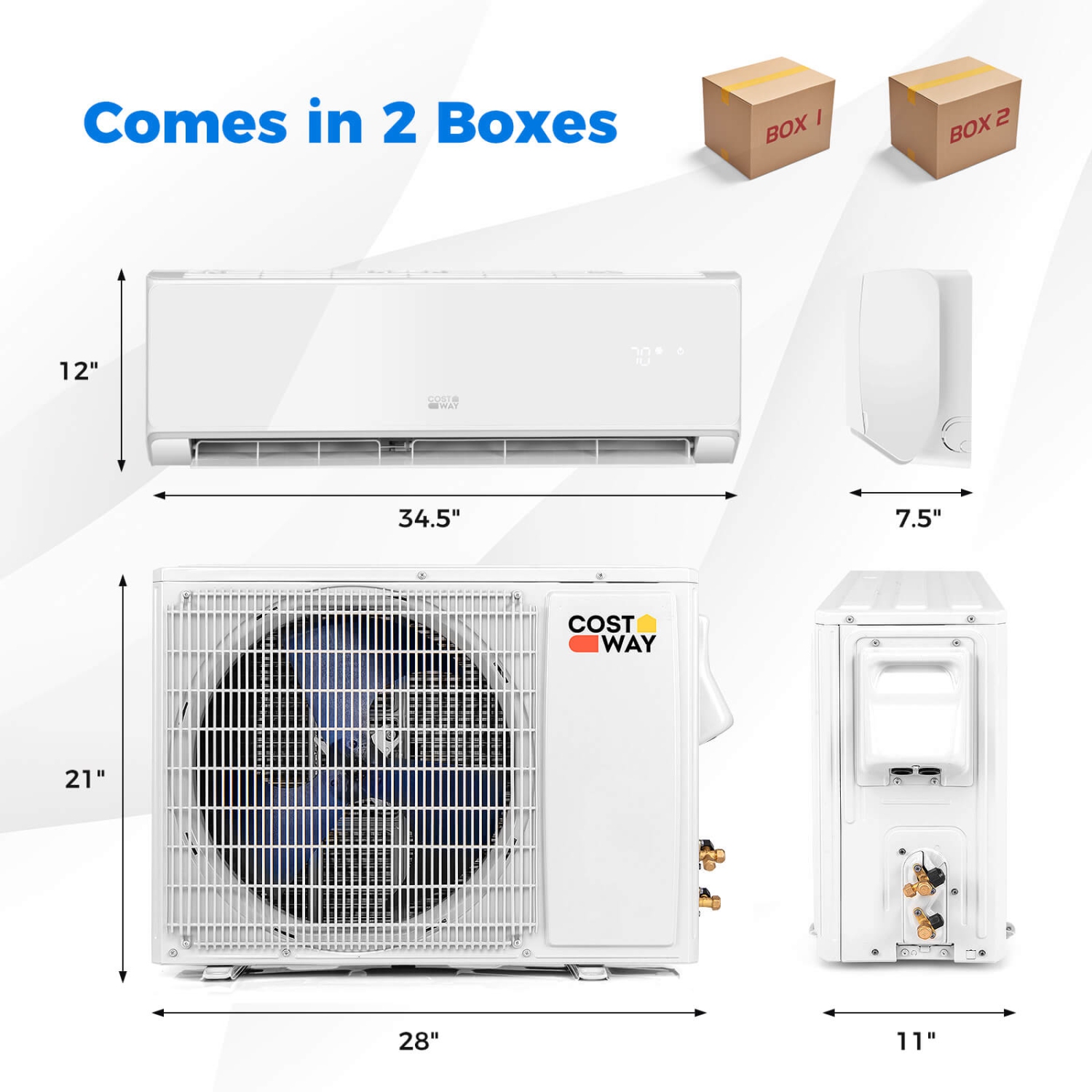 Costway 12000 BTU Wifi Enabled Mini Split Air Conditioner & Heater with Heat Pump
