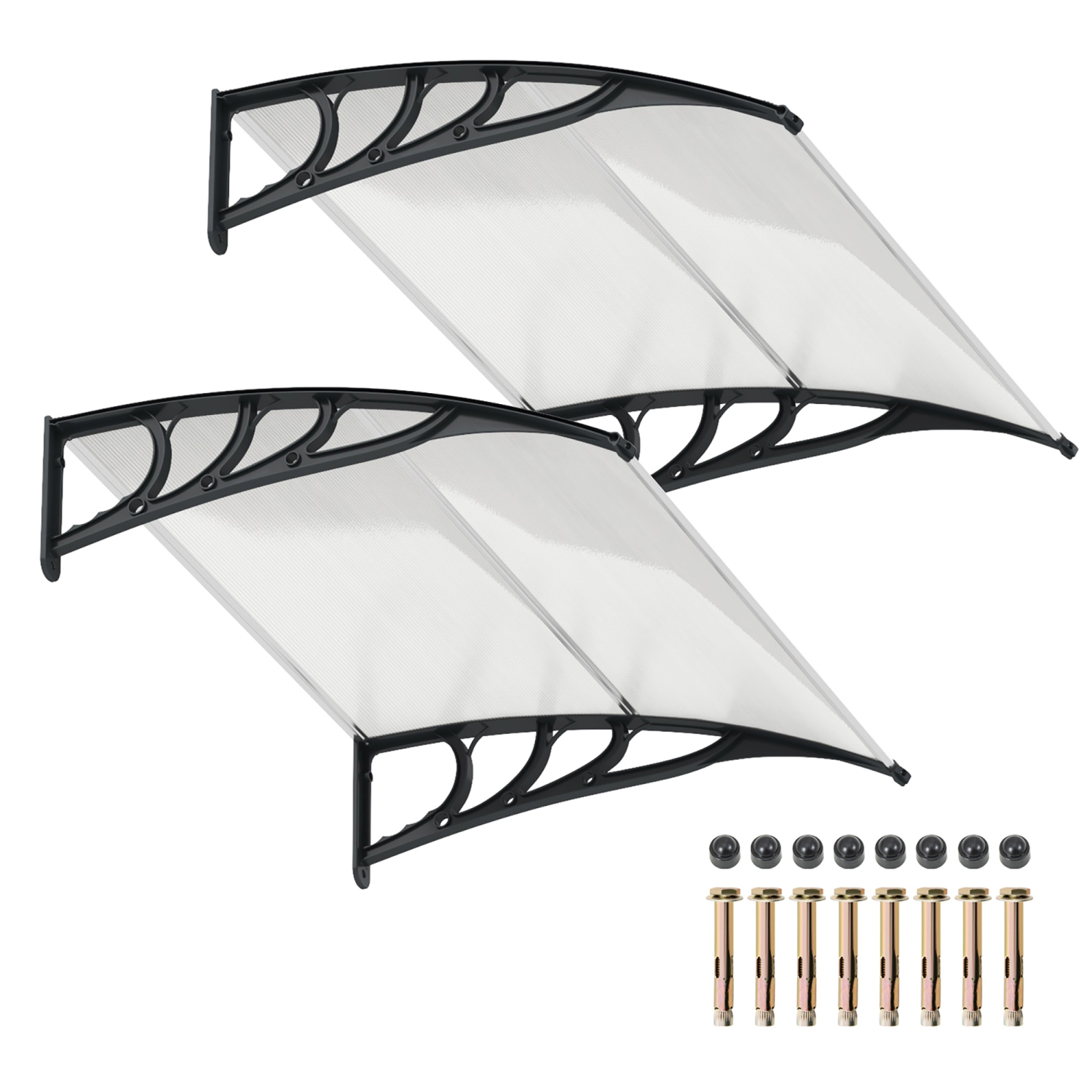 Gymax 2PCS 48'' x 40'' Window Awning Door Canopy Exterior Awning Canopy Patio Black