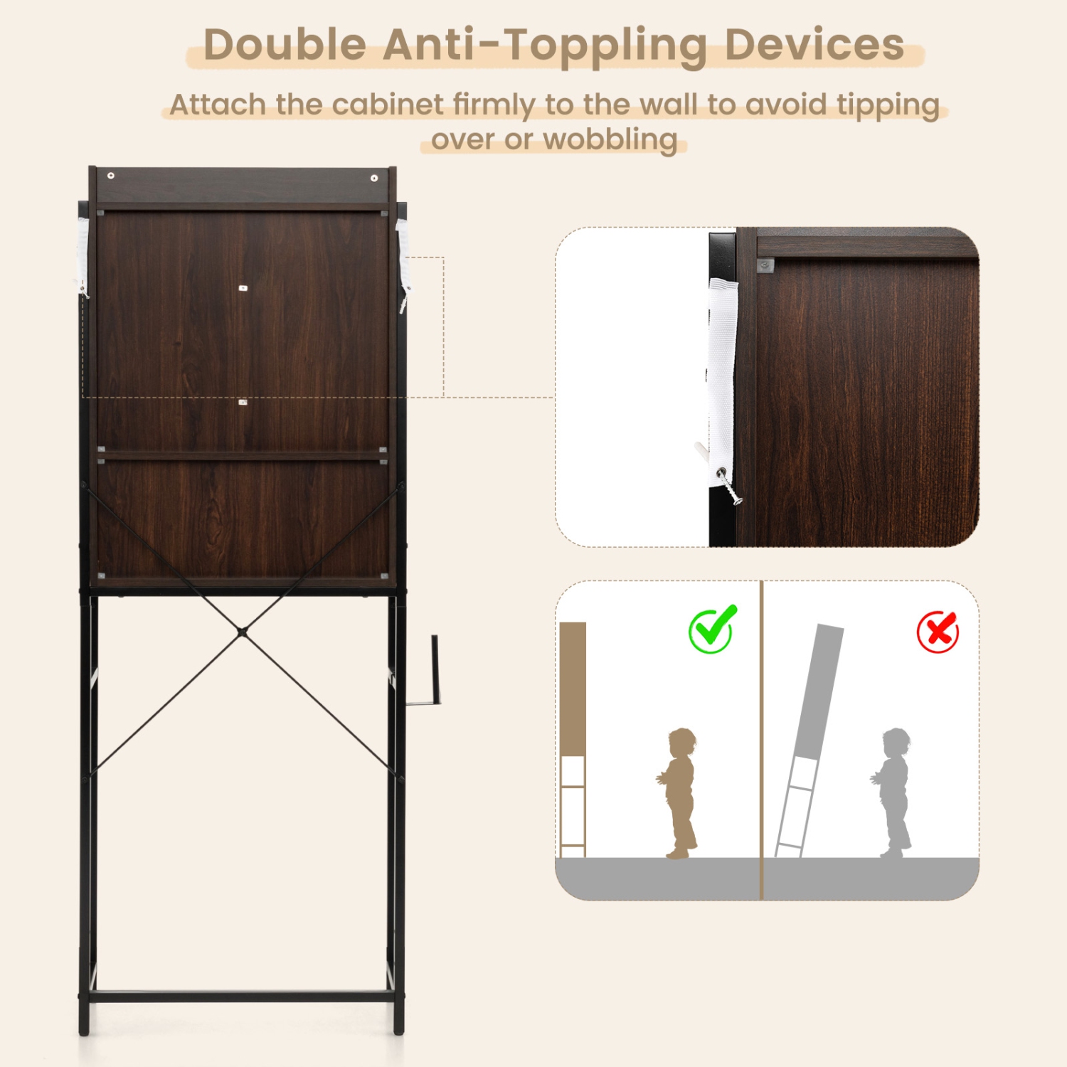 Costway Over-The-Toilet Storage Cabinet Bathroom Organizer w/ Sliding Barn Door