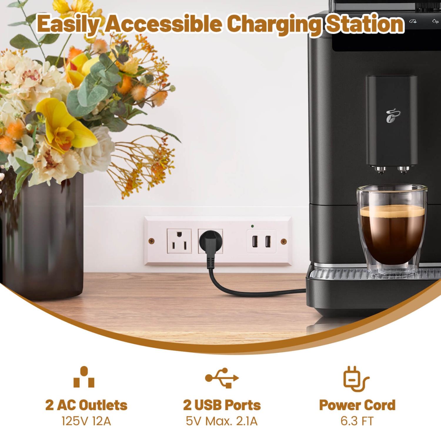 Costway 71" Tall Pantry Cabinet with Outlets USB Ports Anti-Tipping Kits Adjustable Shelves