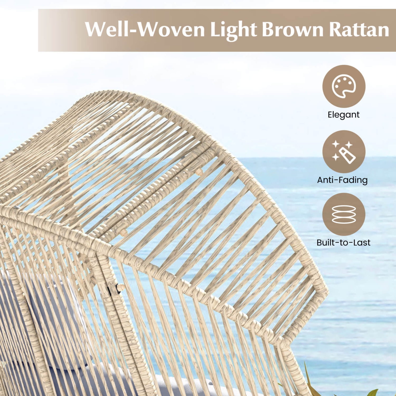 Costway Oversized Egg Style Chair with Cushions & Headrest Heavy-Duty Metal Frame for Yard