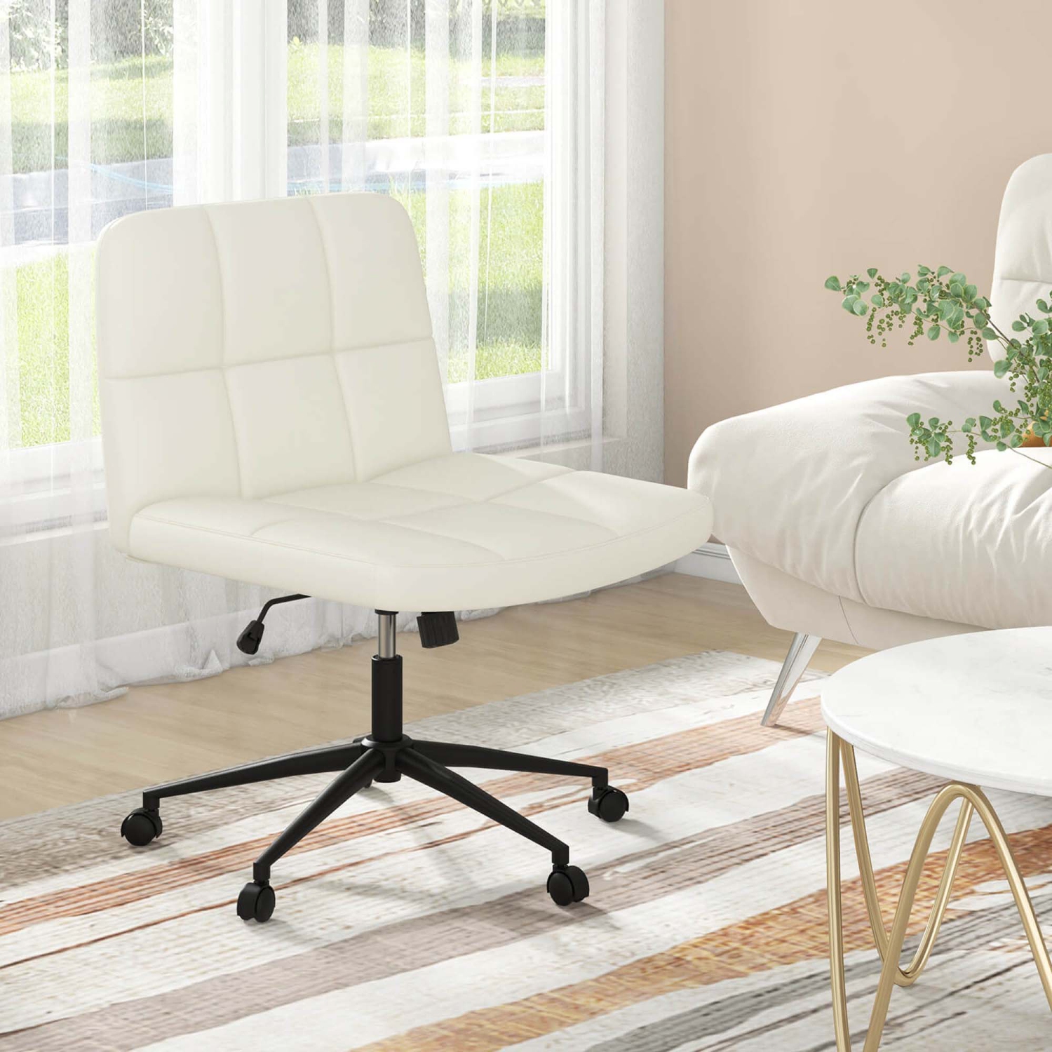 Chaise Criss Cross de Costway avec roues surdimensionnées en forme de U pour le bureau à domicile