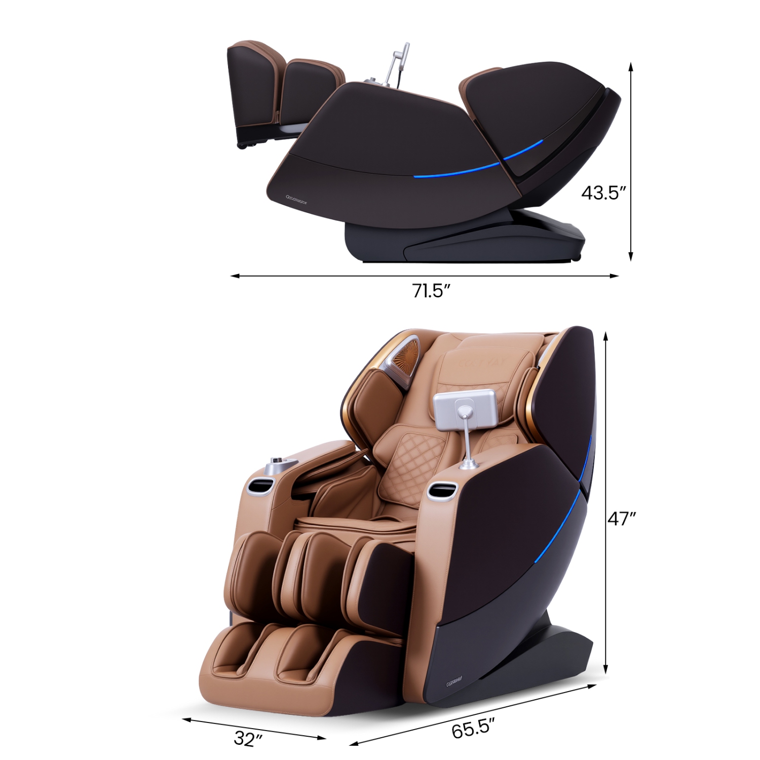 Fauteuil de massage corporel complet SL Track 4D de Costway avec rouleaux pour les pieds chauffants pour la taille et les mollets