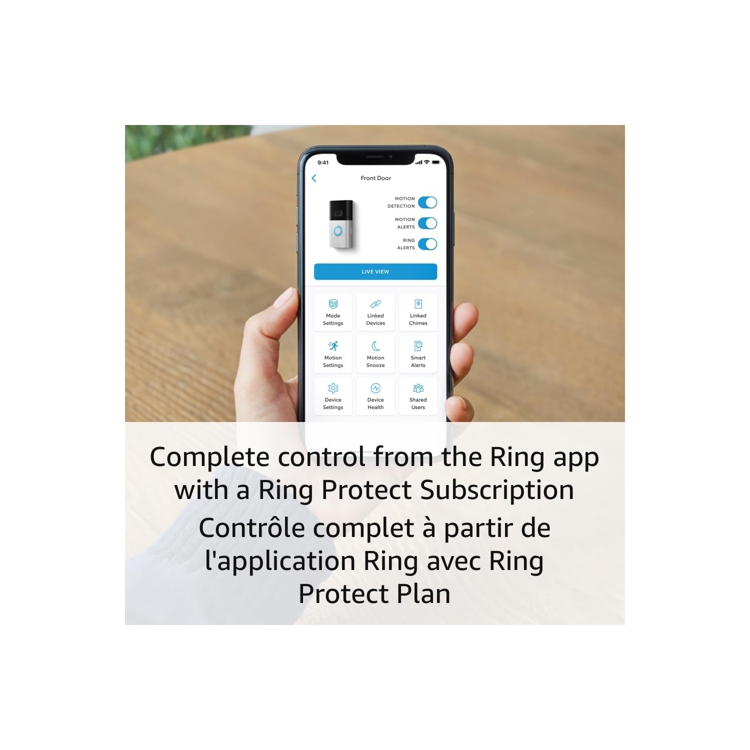 Sonnette de porte vidéo Wi-Fi de Ring - nickel satiné