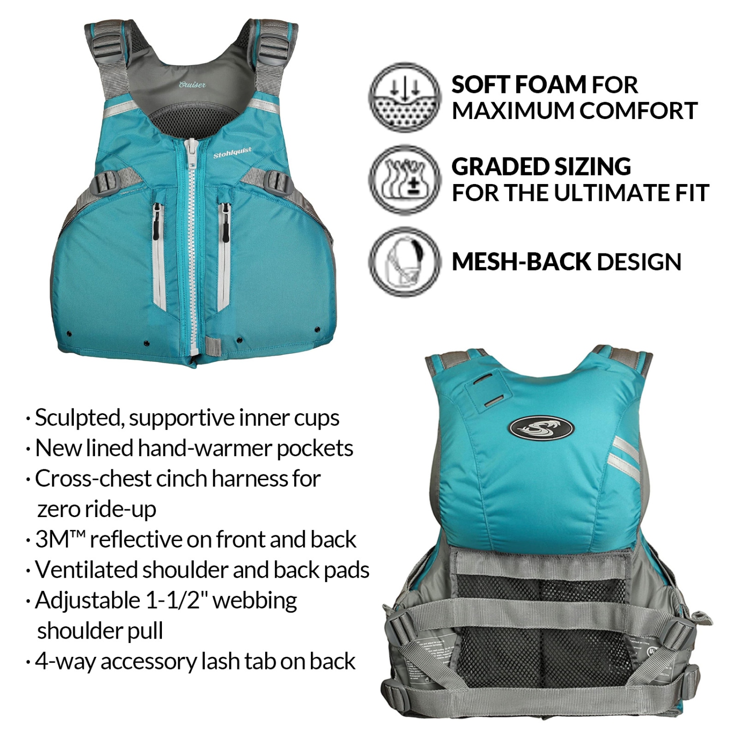 Stohlquist Veste de sauvetage pour femme gilet de sauvetage PFD pagaie kayak SUP bateau transport Canada et gilet de sauvetage approuvé par l'USCG