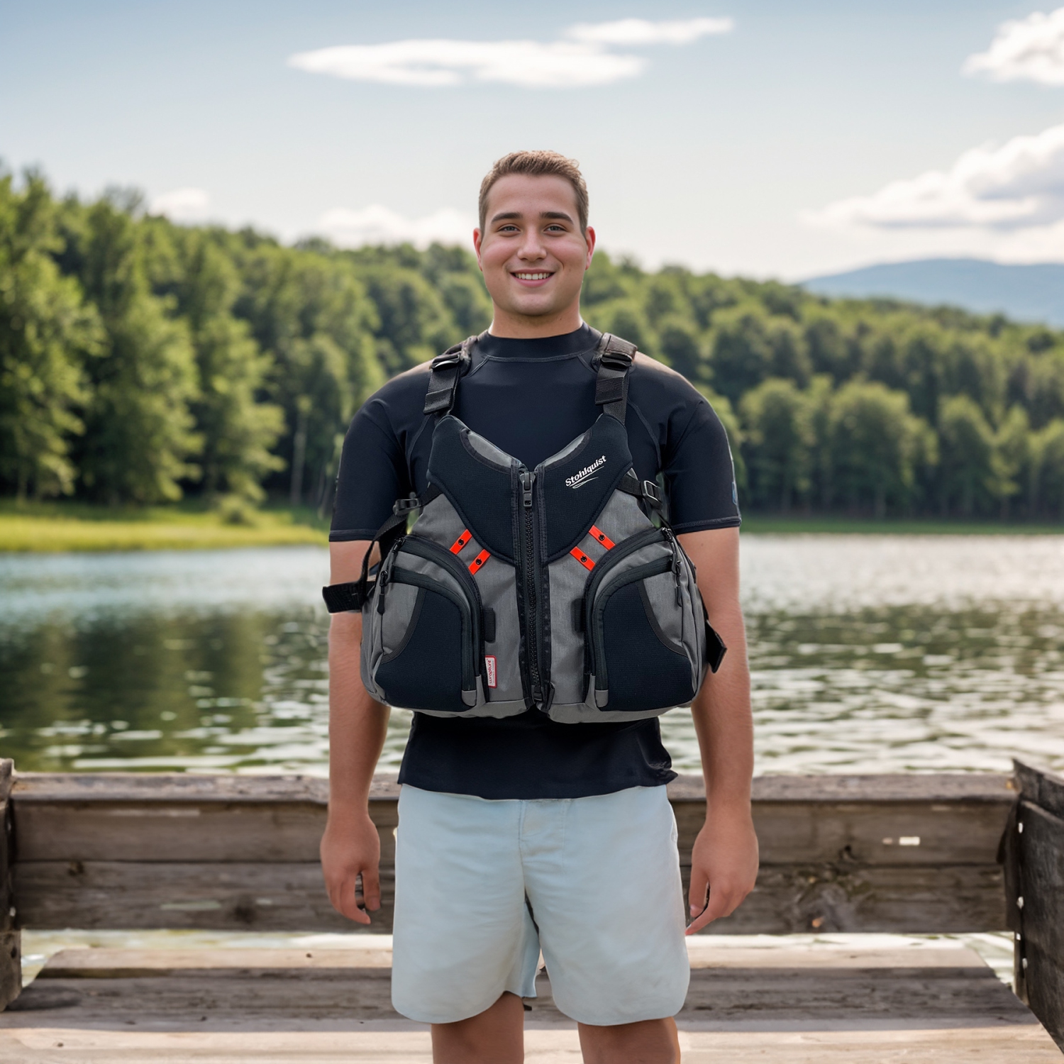 Veste Stohlquist Keeper Fishing Life Jacket - USCG et veste de pêche réglable approuvée par Transports Canada - Veste de sécurité Buoyancy Foam Life