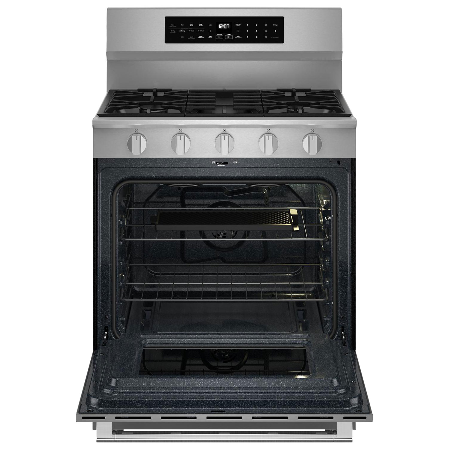 Cuisinière au gaz autonome de 30 po à 5 brûleurs et four autonettoyant de 5 pi³ de GE - Inox