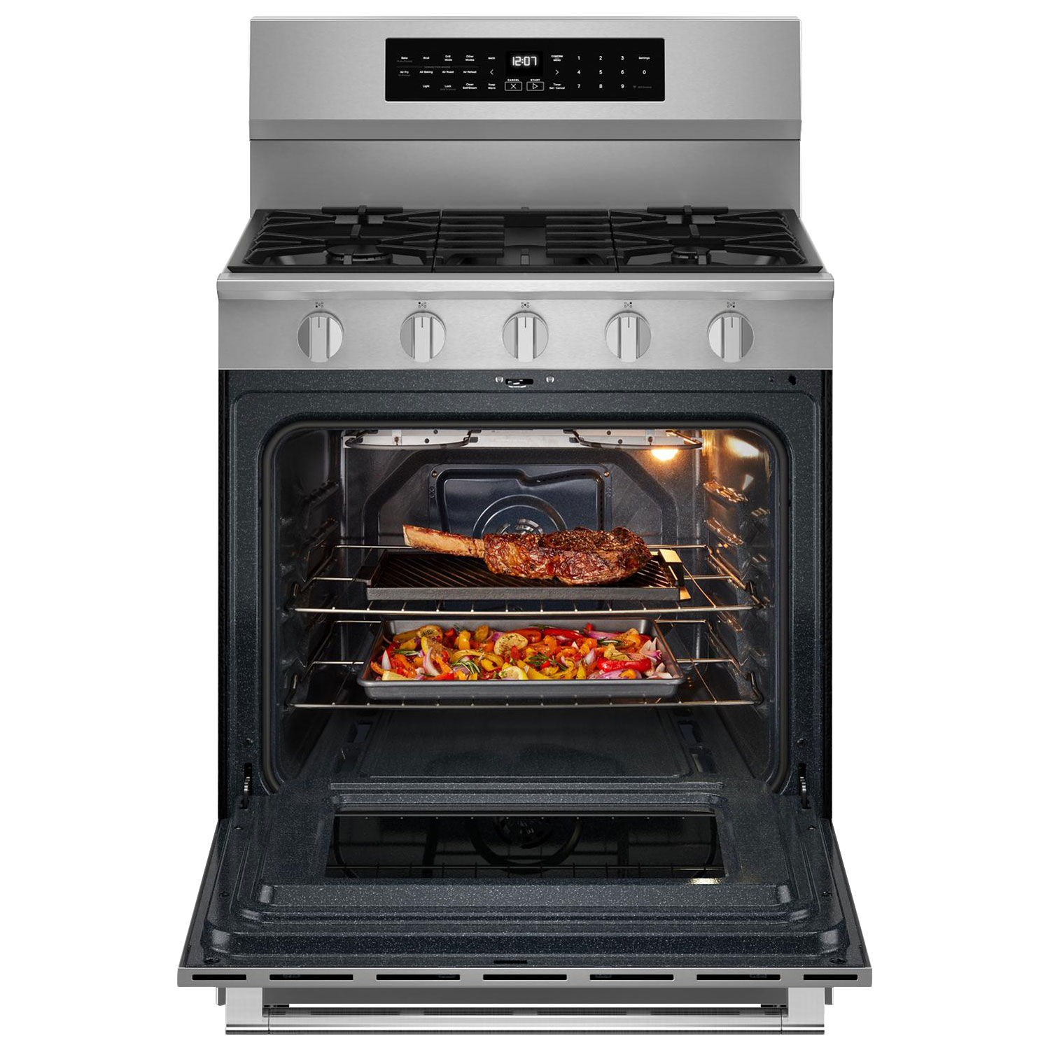 Cuisinière au gaz autonome de 30 po à 5 brûleurs et four autonettoyant de 5 pi³ de GE - Inox