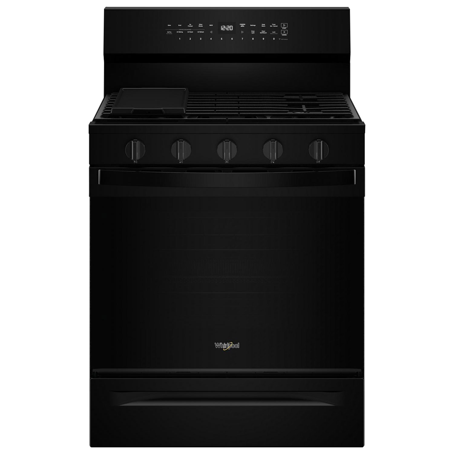 Cuisinière au gaz autonome de 30 po à 5 brûleurs avec four à convection véritable de 5 pi³ de Whirlpool - Noir