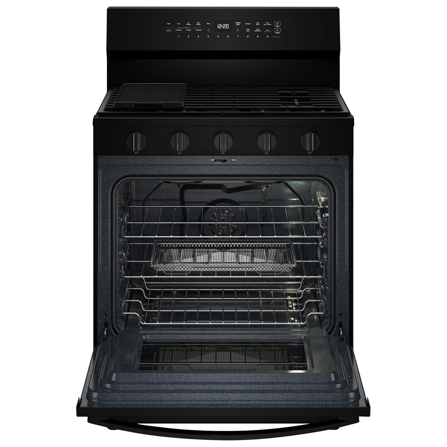 Cuisinière au gaz autonome de 30 po à 5 brûleurs avec four à convection véritable de 5 pi³ de Whirlpool - Noir