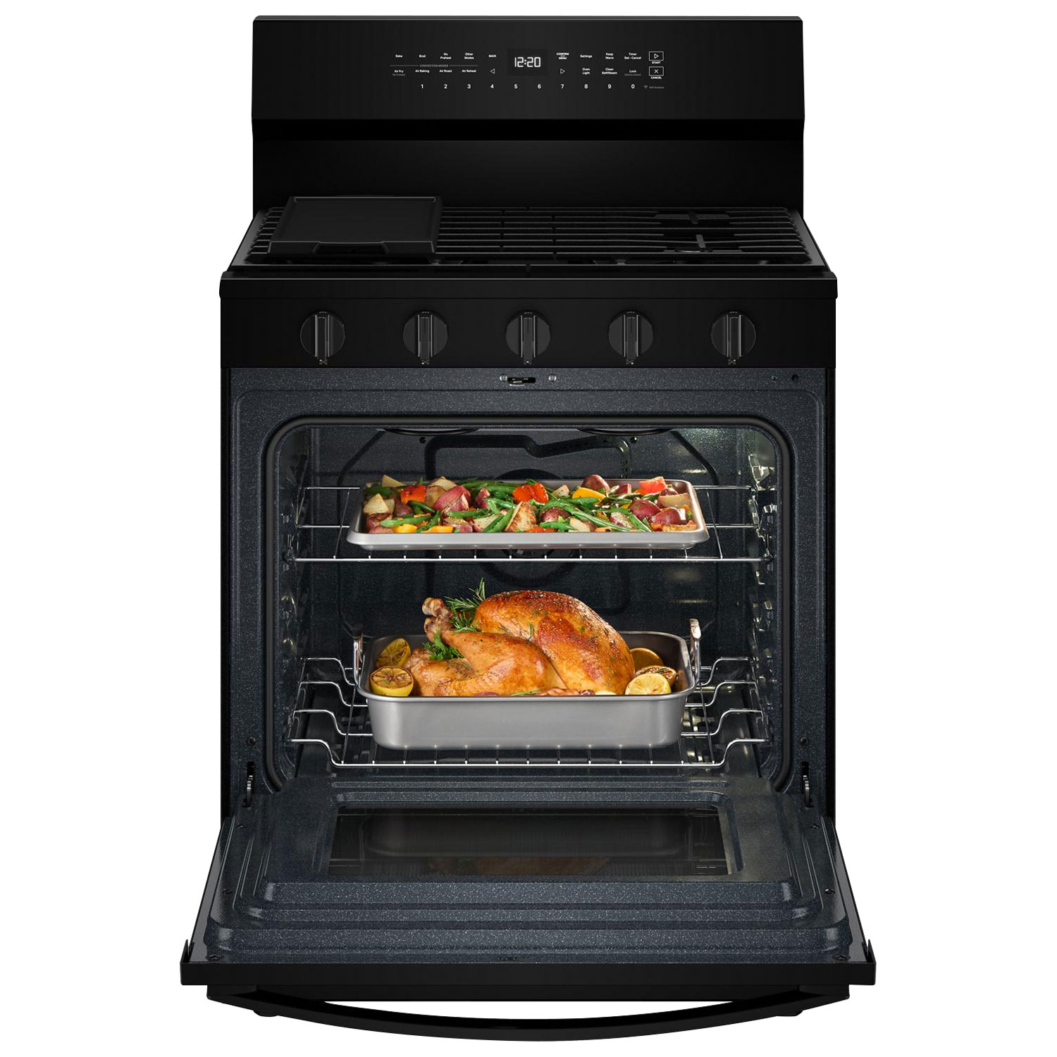Cuisinière au gaz autonome de 30 po à 5 brûleurs avec four à convection véritable de 5 pi³ de Whirlpool - Noir