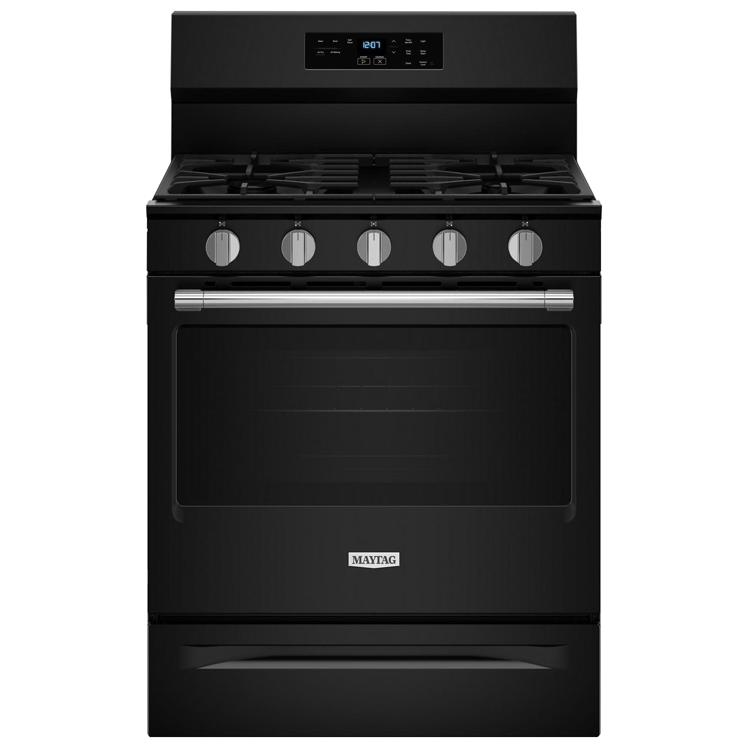 Maytag 30" 5.0 Cu. Ft. Fan Convection 5-Burner Freestanding Gas Air Fry Range - Black