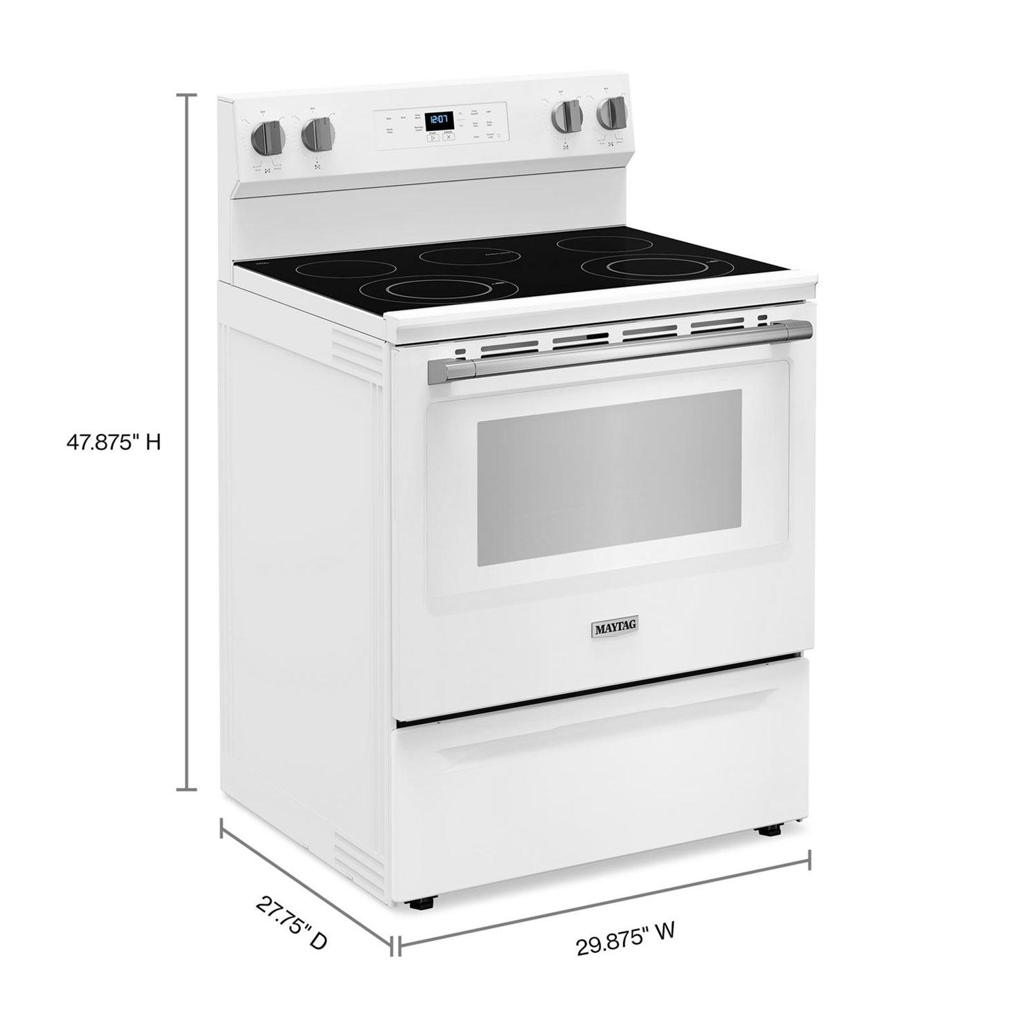 Maytag 30" 5.0 Cu. Ft. Fan Convection 5-Burner Freestanding Gas Air Fry Range - White