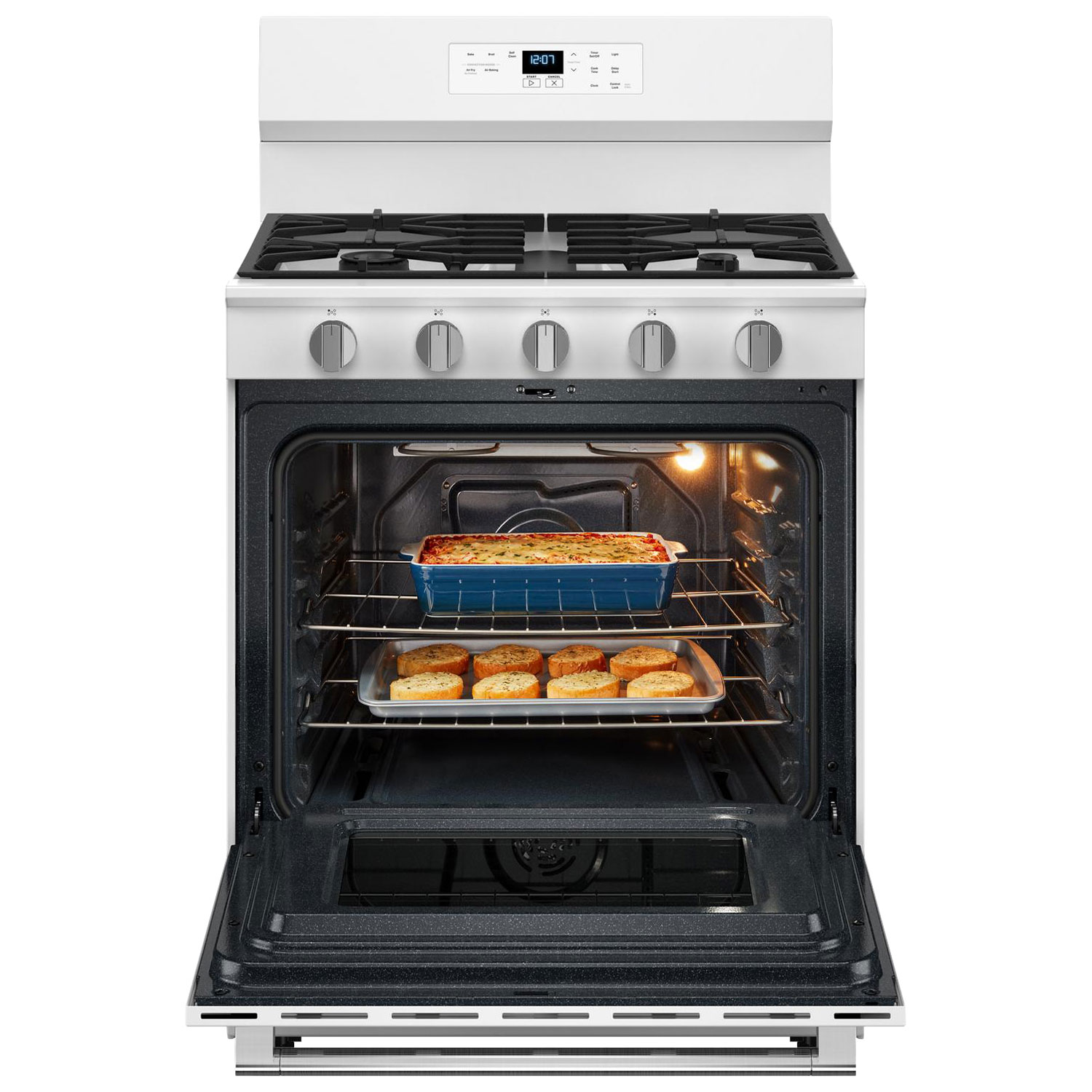 Maytag 30" 5.0 Cu. Ft. Fan Convection 5-Burner Freestanding Gas Air Fry Range - White