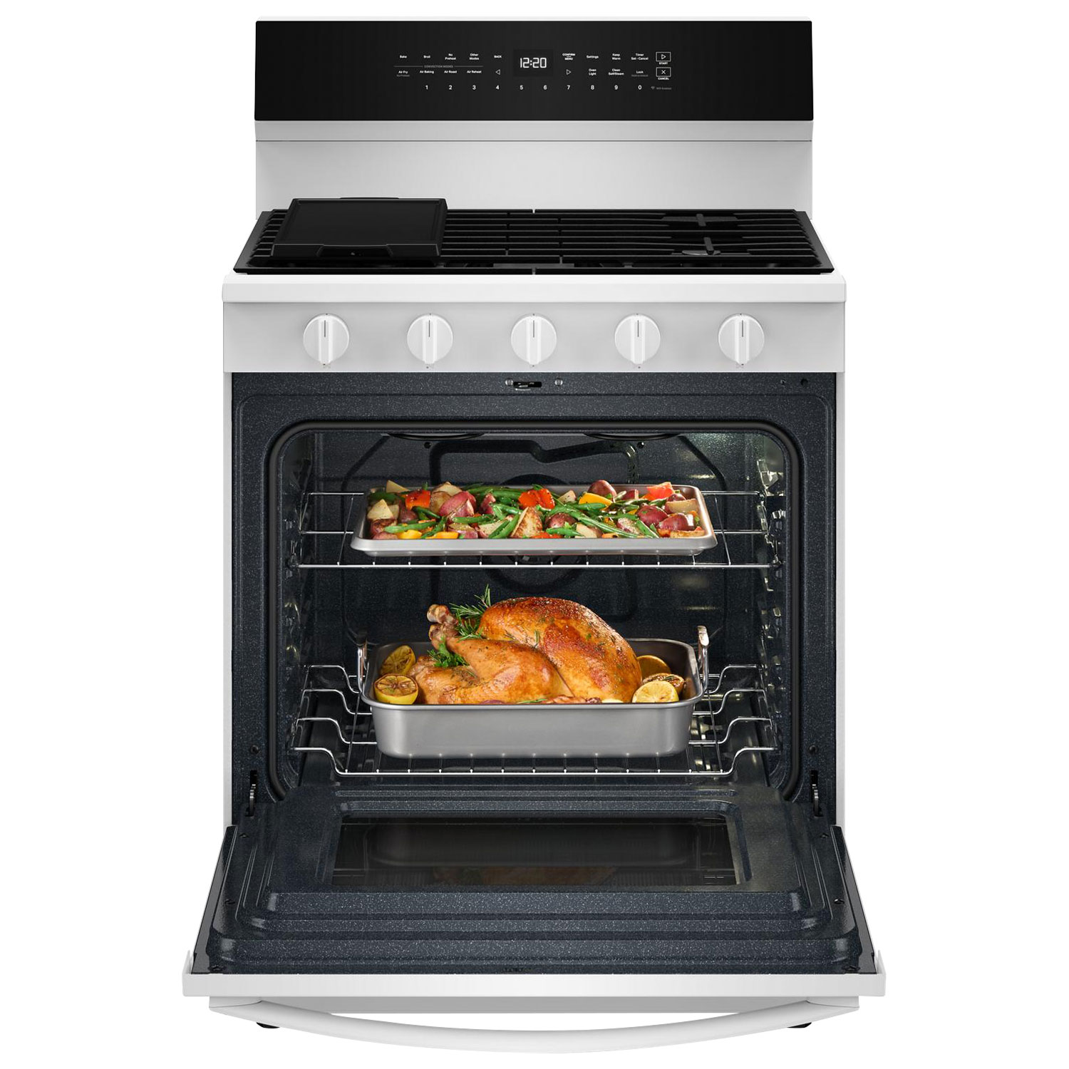 Whirlpool 30" 5.0 Cu. Ft. True Convection 5-Burner Freestanding Gas Range - White