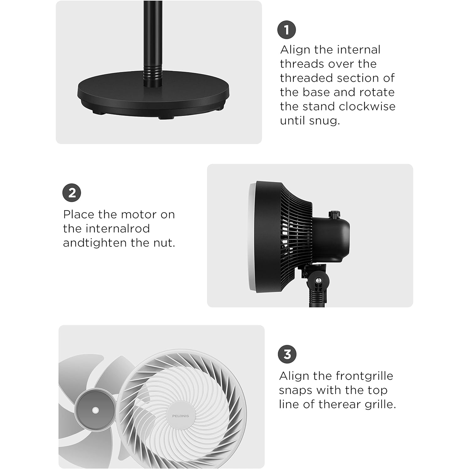 PELONIS Air Circulator Fan | 2 In 1 Table Pedestal Fan | Adjustable Height| 75-Degree Tilt |7-inch airfoil fan blades| 3 Speeds | Low Noise |Solid