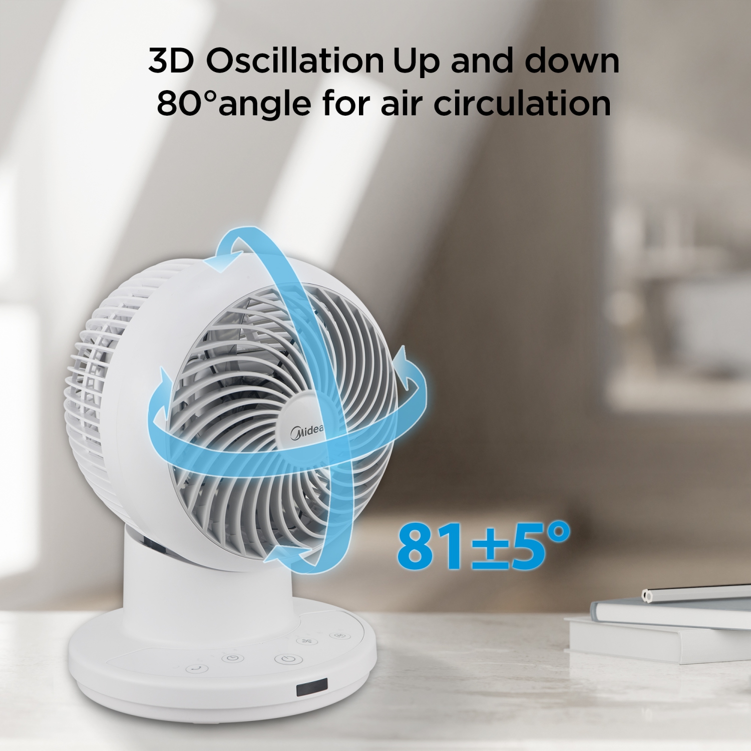 Midea – ventilateur oscillant de table 3D programmable de 6 po avec télécommande FG15-23JRL