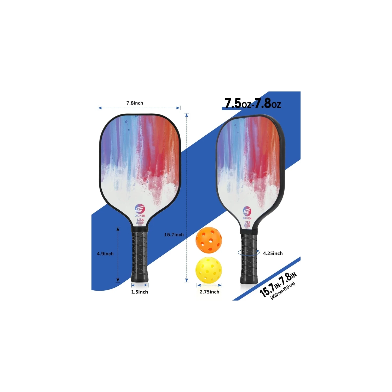 Ensemble de raquettes de pickleball en fibre de carbone approuvé par USAPA - 2 raquettes, centre alvéolé, prise antidérapante, balles d'extérieur et