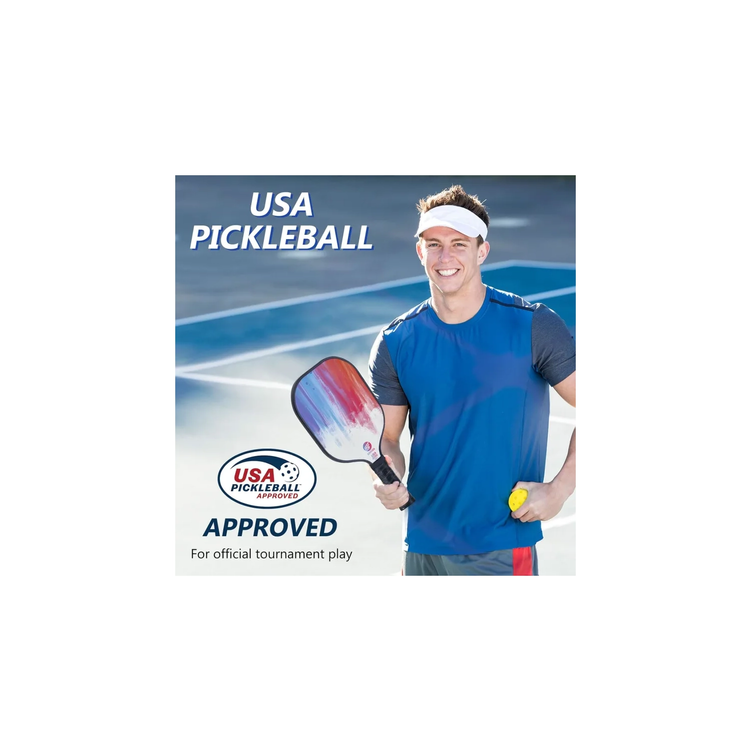 Ensemble de raquettes de pickleball en fibre de carbone approuvé par USAPA - 2 raquettes, centre alvéolé, prise antidérapante, balles d'extérieur et