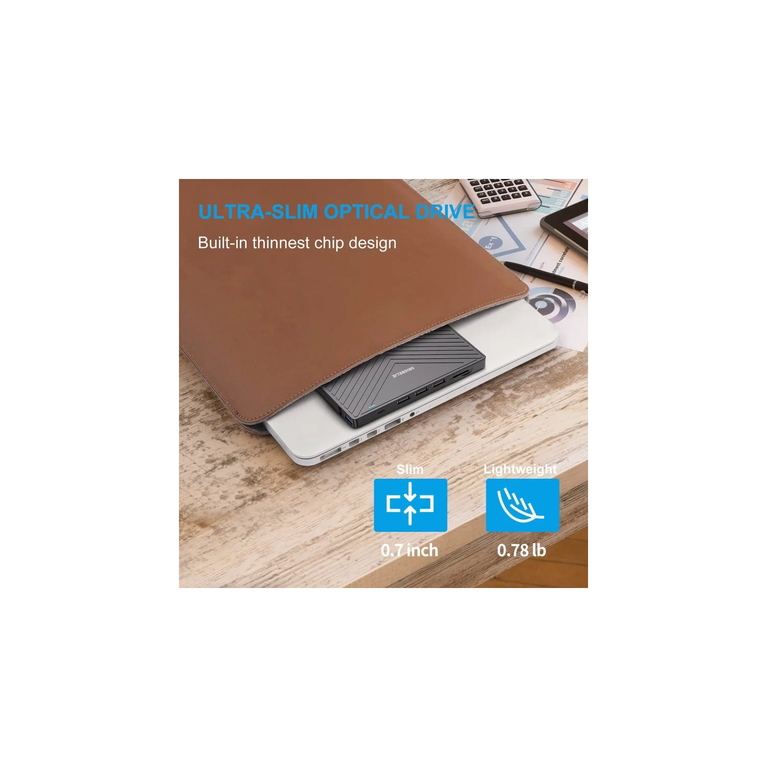 Lecteur de CD externe ultramince avec USB 3,0 - 4 ports USB, 2 fentes pour cartes TF/SD, compatible avec les portables, Mac, PC, Windows, Linux