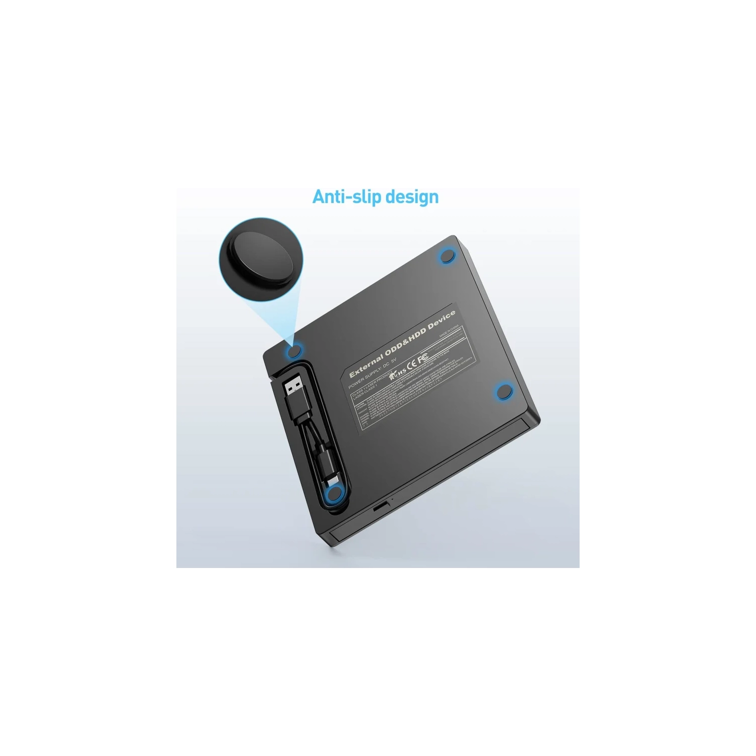 Lecteur de CD externe ultramince avec USB 3,0 - 4 ports USB, 2 fentes pour cartes TF/SD, compatible avec les portables, Mac, PC, Windows, Linux