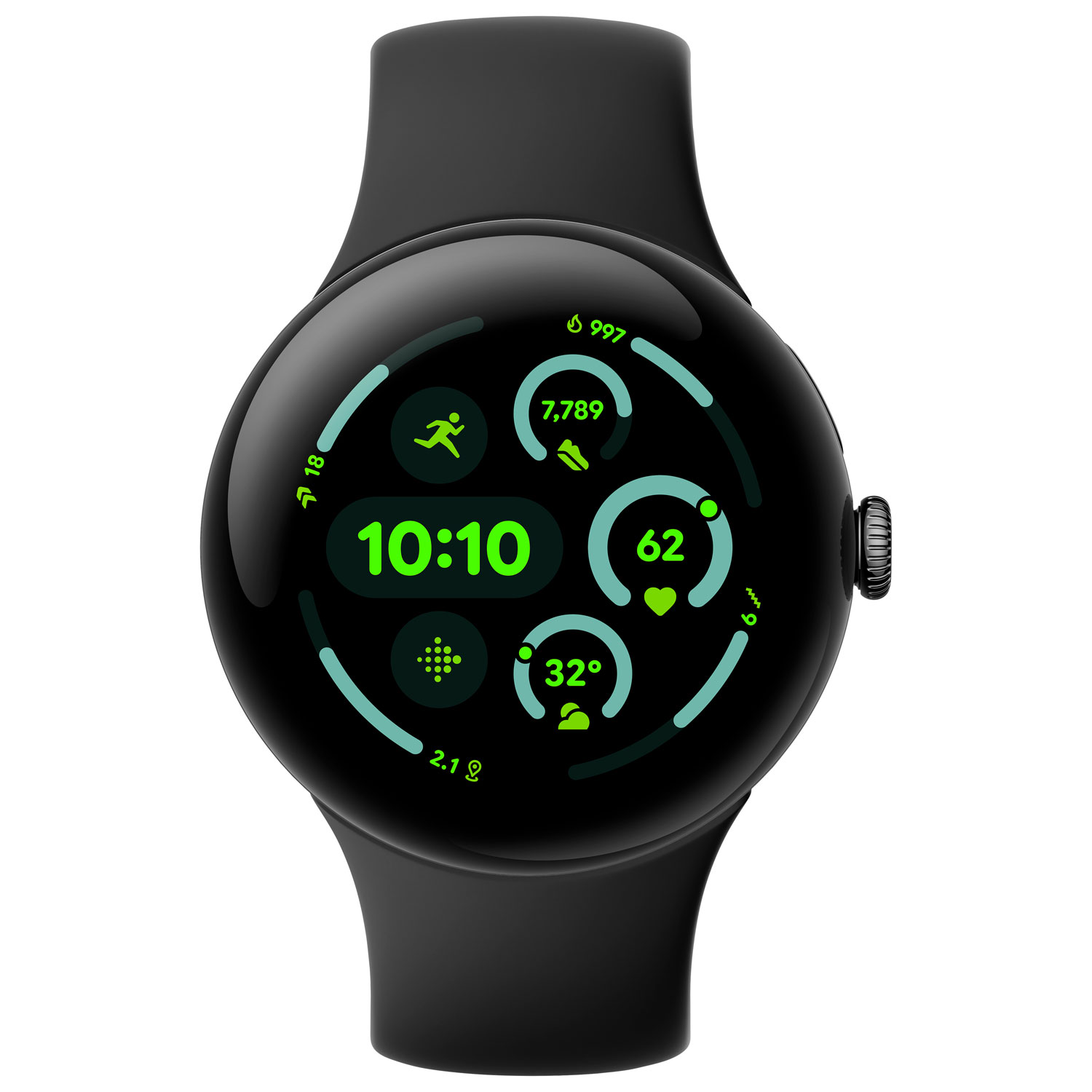 Google Pixel Watch 3 (GPS) 45mm Matte Black Aluminum Case with Obsidian Active Band