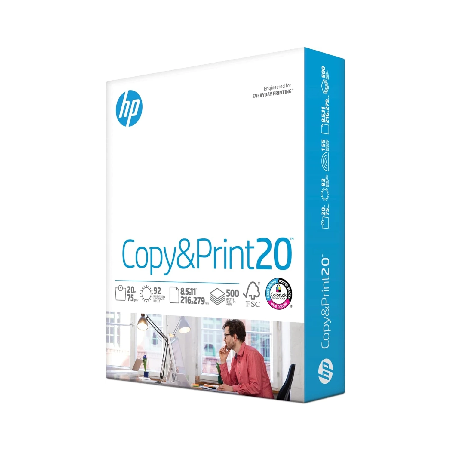 HP Printer Paper 8.5x11 Copy&Print - 20 lb, 1 Ream, 92 Bright, FSC Certified, Made in USA