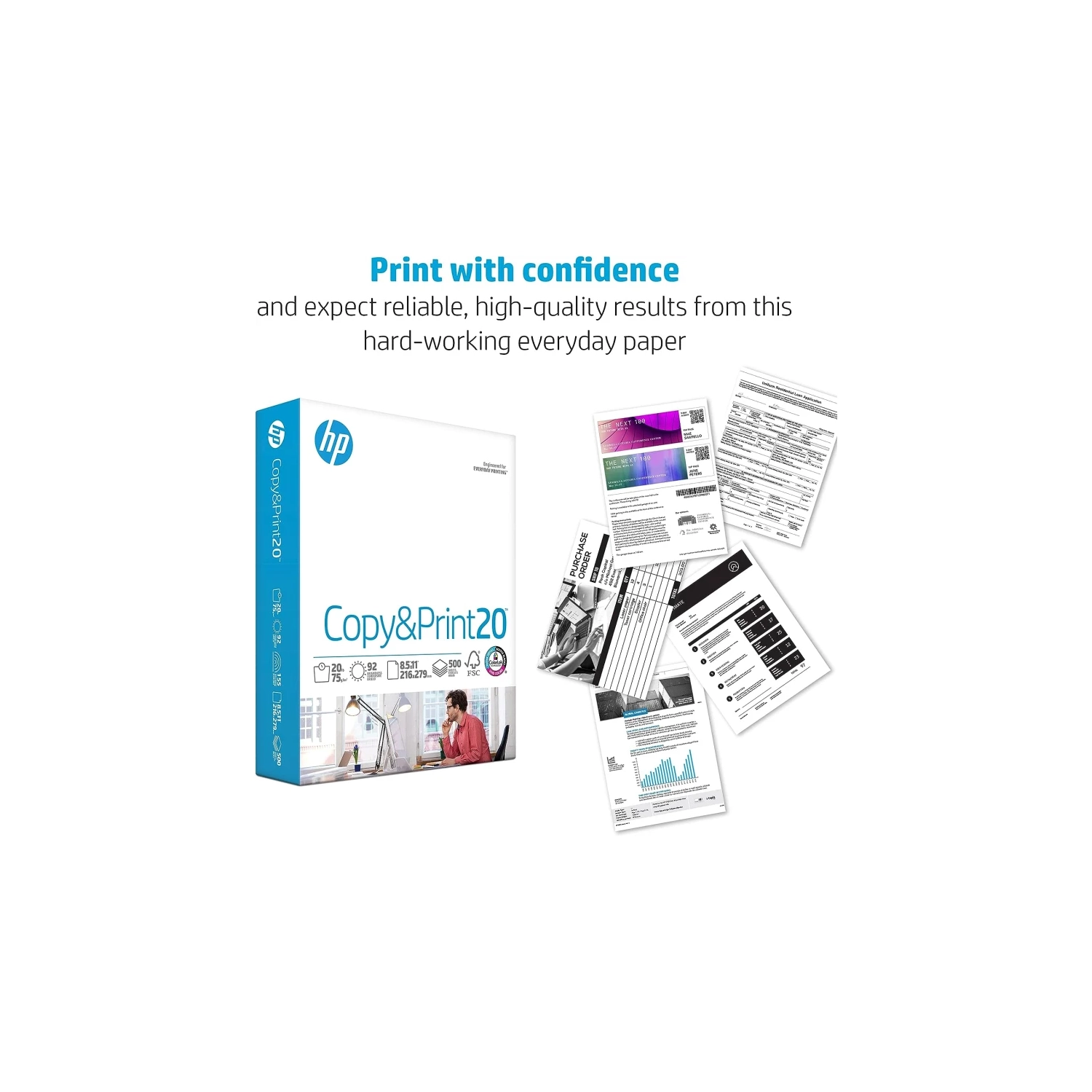 HP Printer Paper 8.5x11 Copy&Print - 20 lb, 1 Ream, 92 Bright, FSC Certified, Made in USA