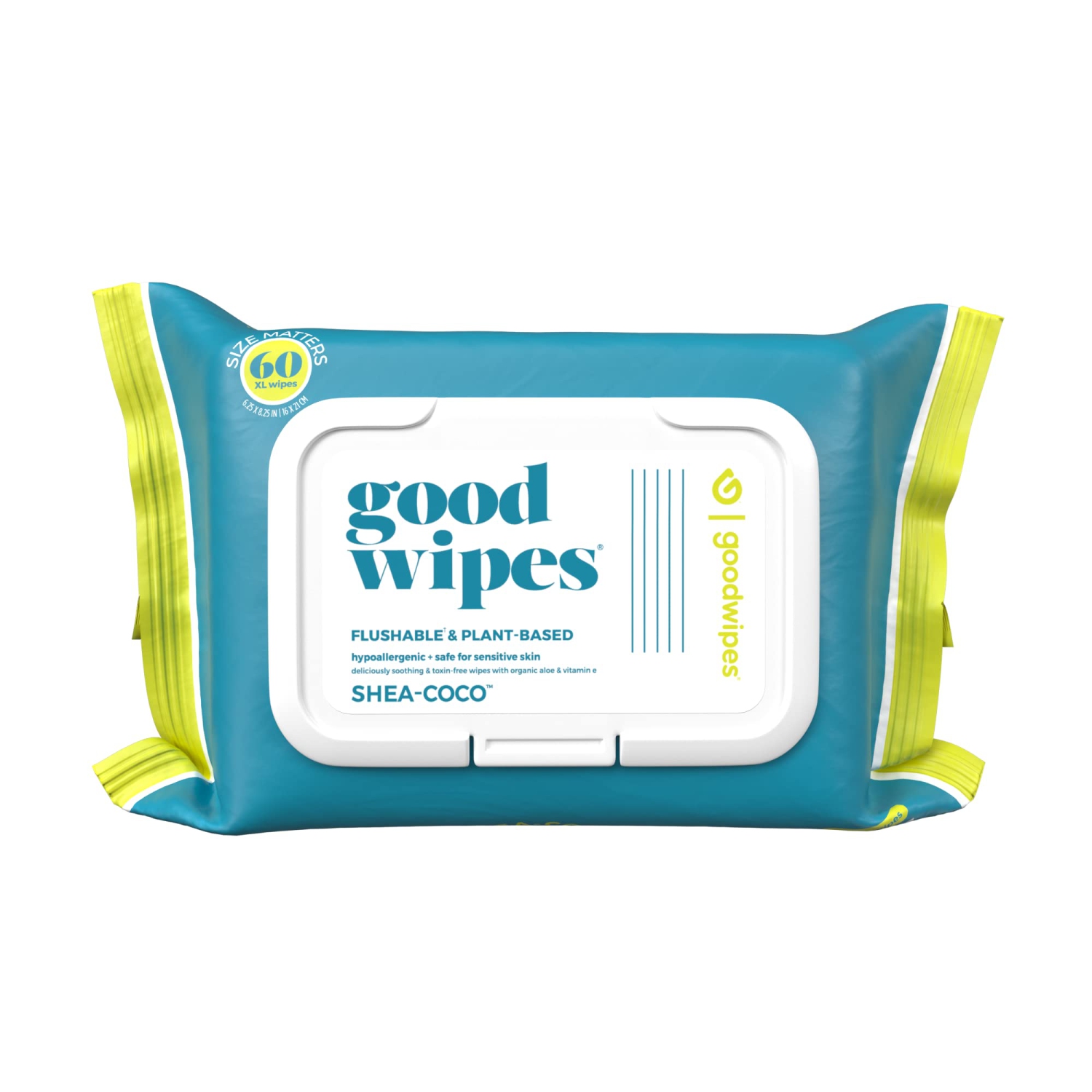 Goodwipes Down There – Lingettes humides jetables dans les toilettes pour femmes, parfum karité-coco, 60 unités