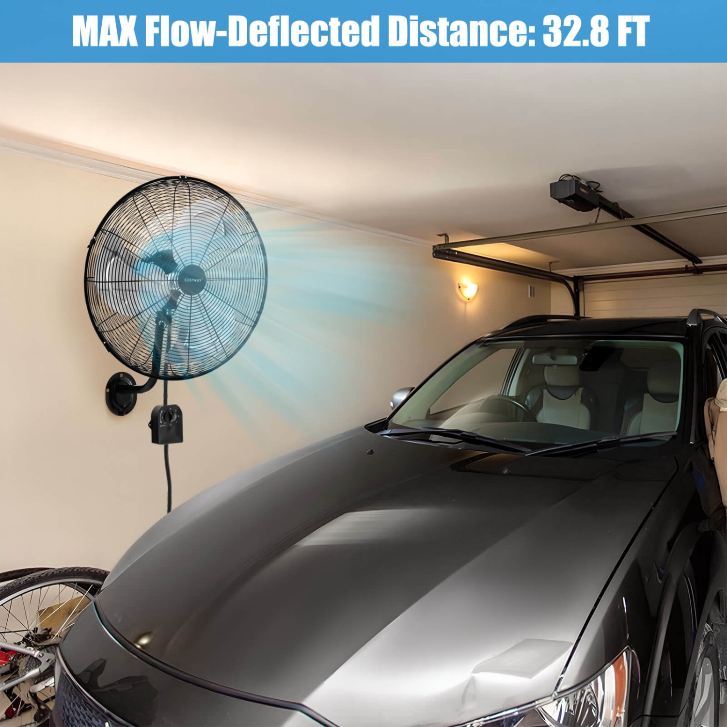 Costway 2 PCS 20" Wall Mount Fan with 3-Speed Options 85° Oscillation 30° Tilt 6 FT Cord