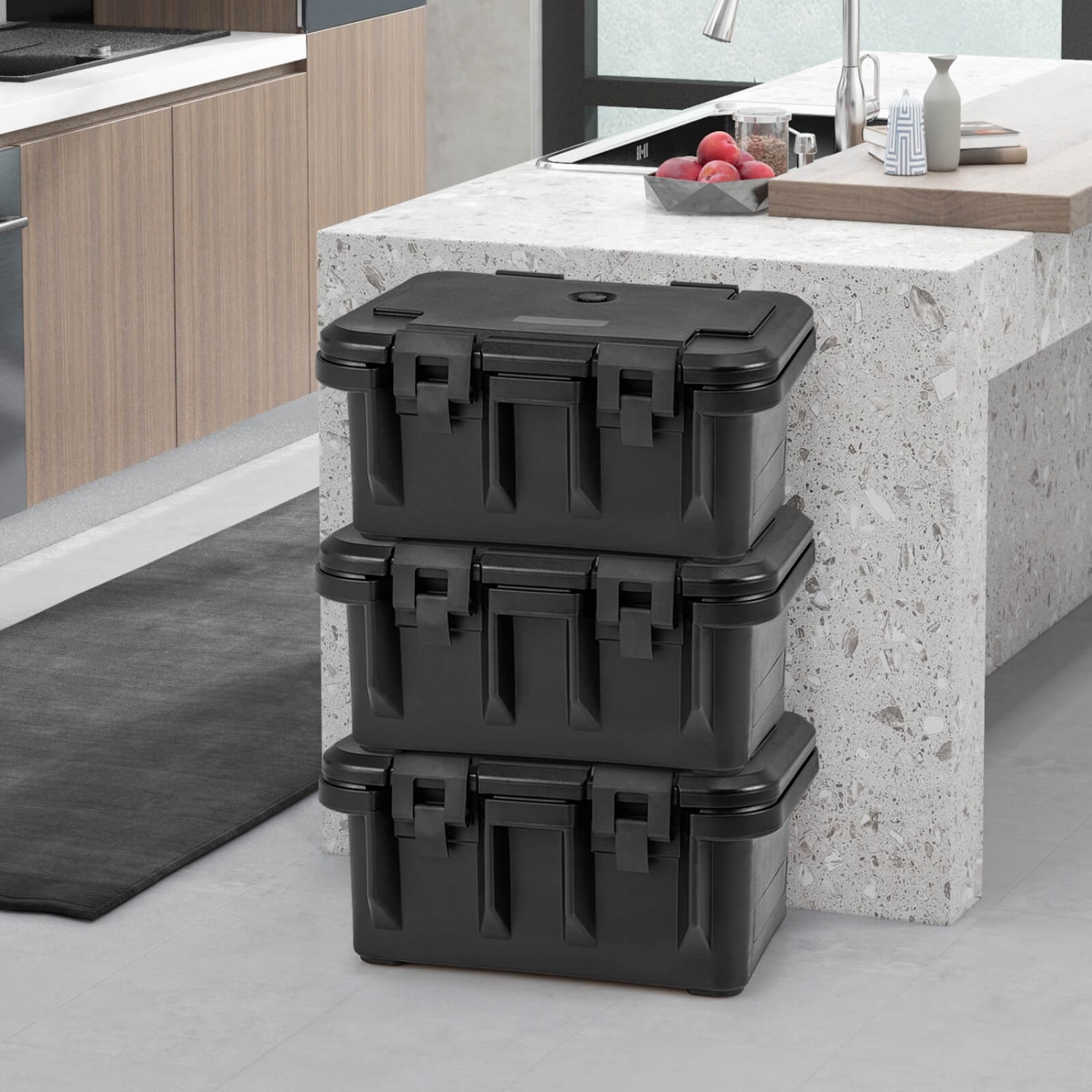 CoCostway – contenant isotherme pour bac à aliments, 3 pièces, 31 pintes, boîte à chaleur empilable avec 3 bacs transparents