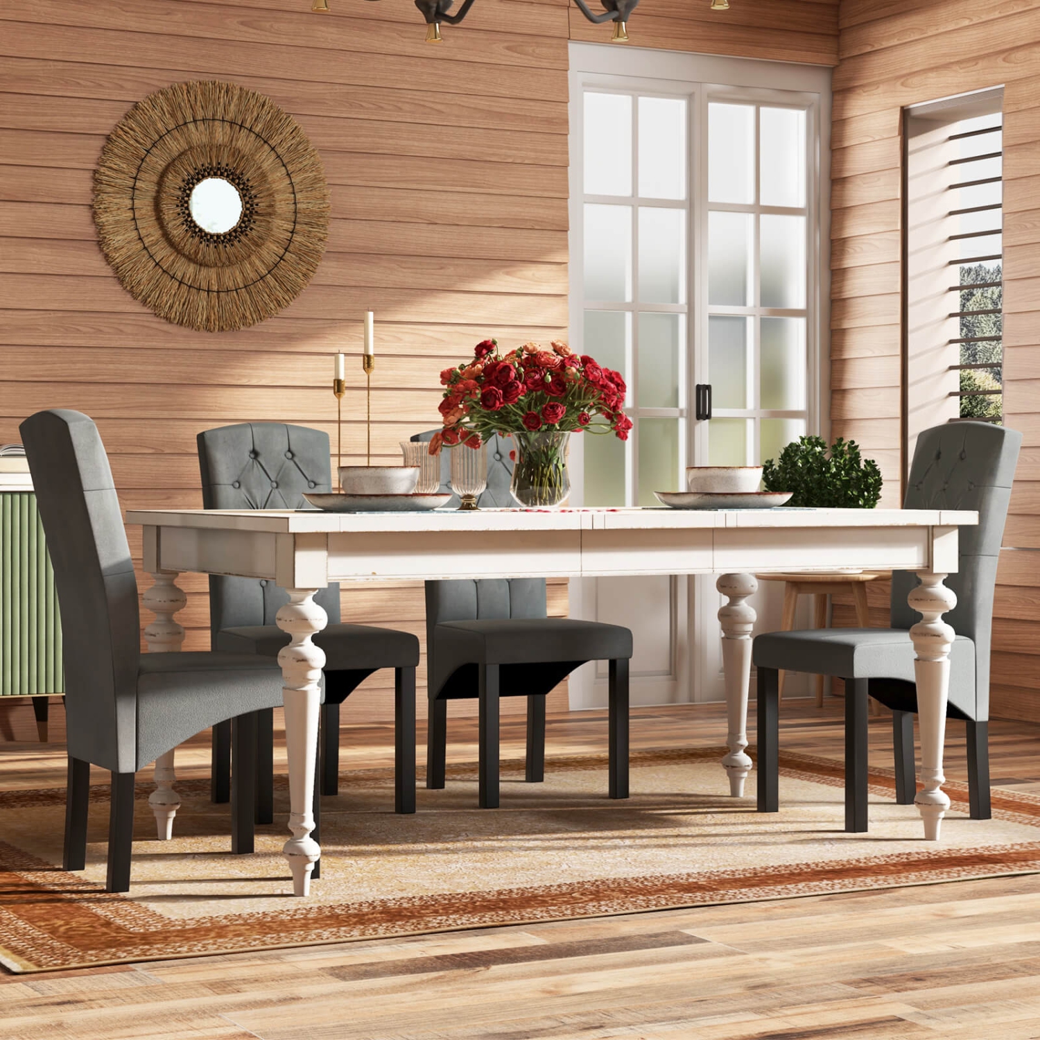 Ensemble de 4 chaises de salle à manger modernes avec coussin éponge haute densité à dossier haut de Costway