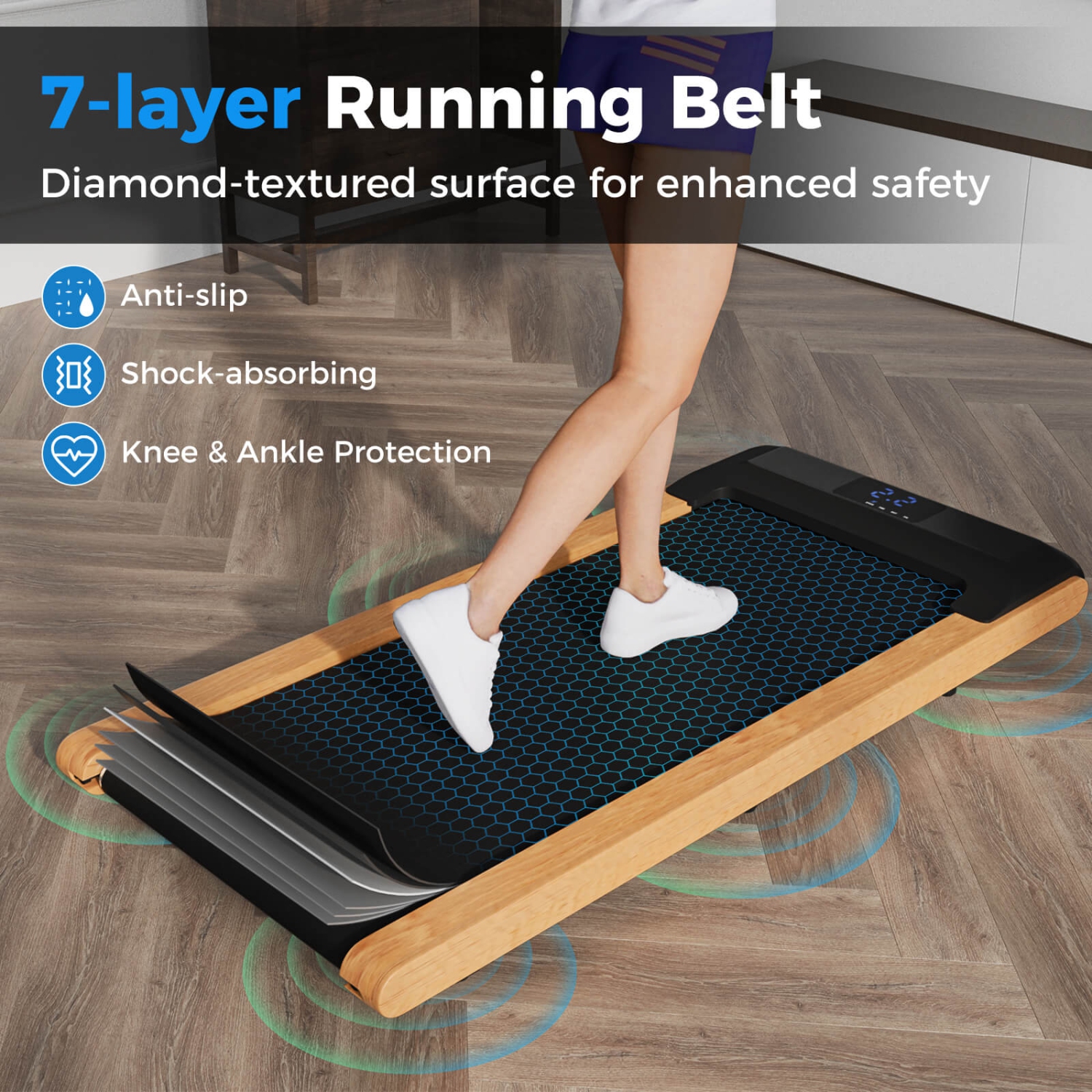 Superfit 3-in-1 Walking Pad Under Desk Treadmill with Remote Smart APP Control LED Display