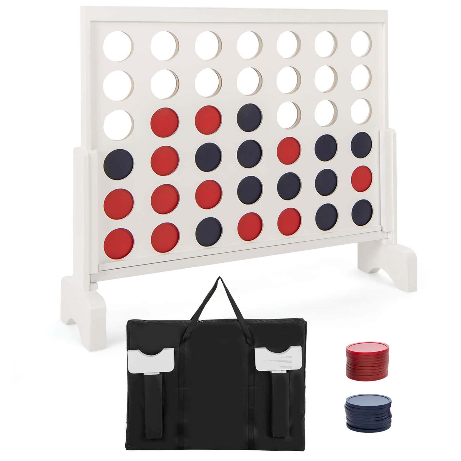 Costway 4-in-a-row Game Set with 42 PCS Chips & 600D Oxford Fabric Carrying Bag Wooden