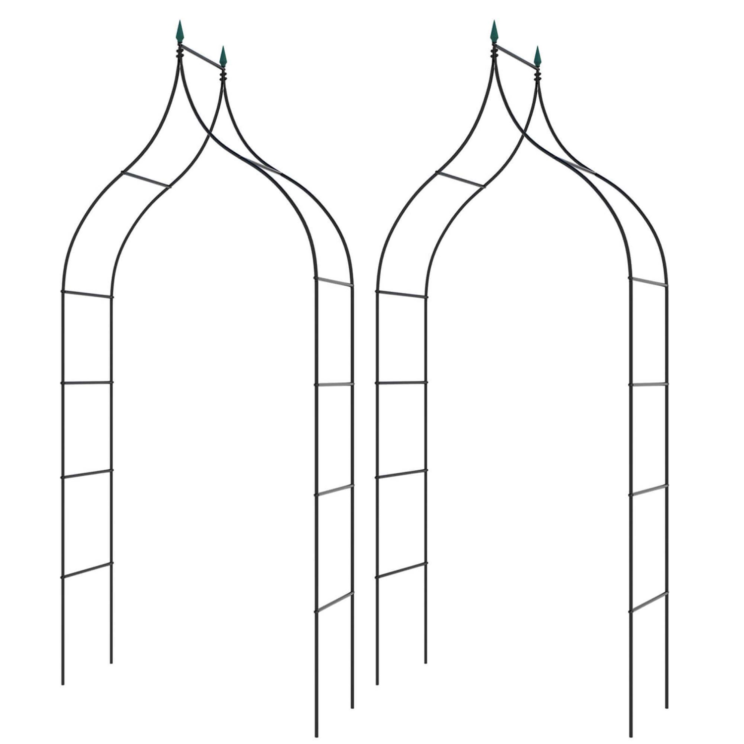 Costway 2 PCS Garden Arbor with Multiple Side Crossbars Powder-coated Metal Tubes