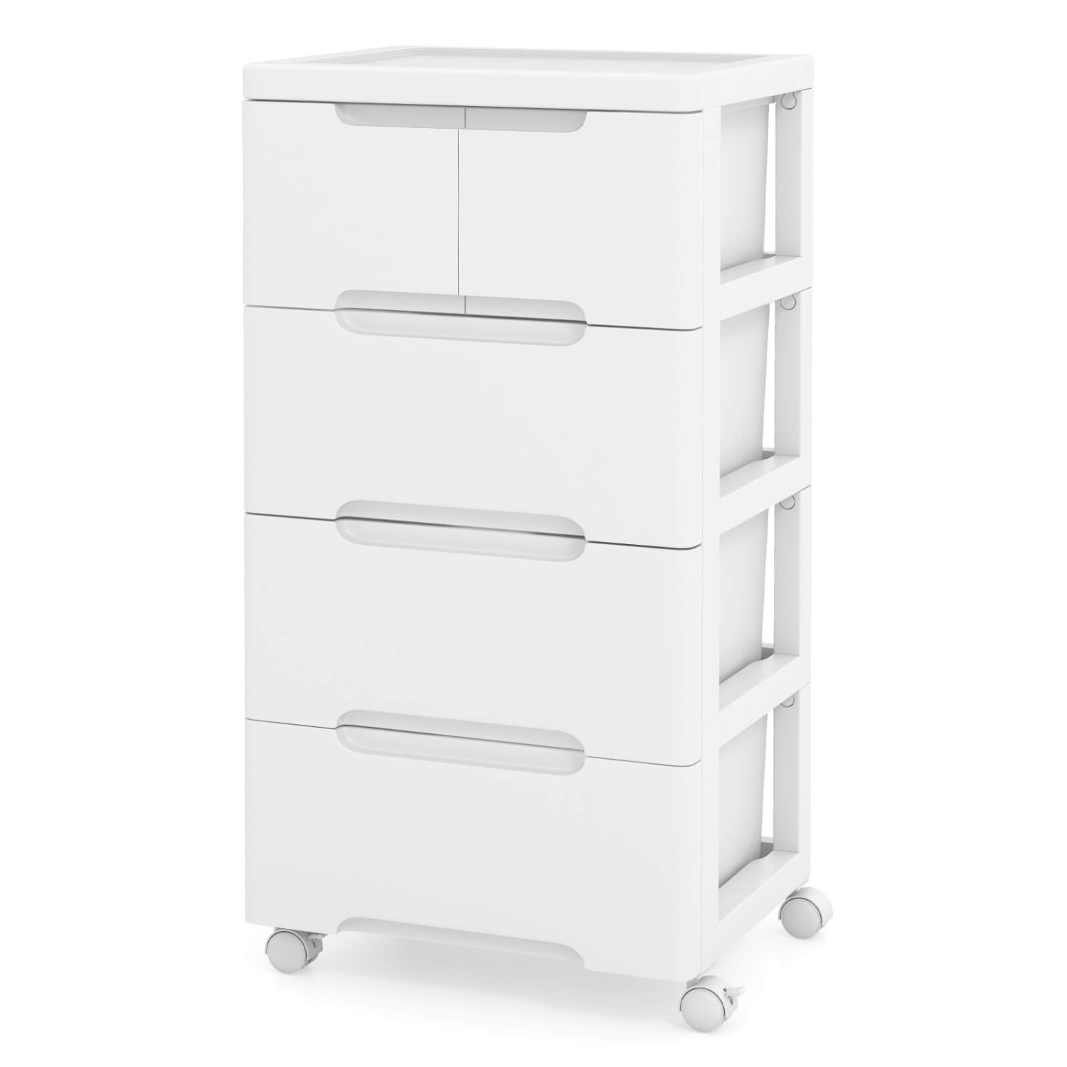 Costway 1 PCS 5-Drawer Plastic Rolling Storage Cart with 4 Universal Wheels Dresser Cabinet
