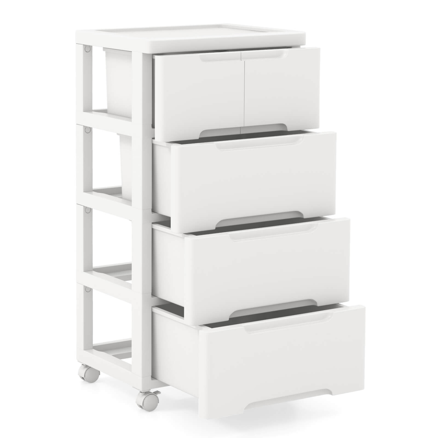 Costway 1 PCS 5-Drawer Plastic Rolling Storage Cart with 4 Universal Wheels Dresser Cabinet