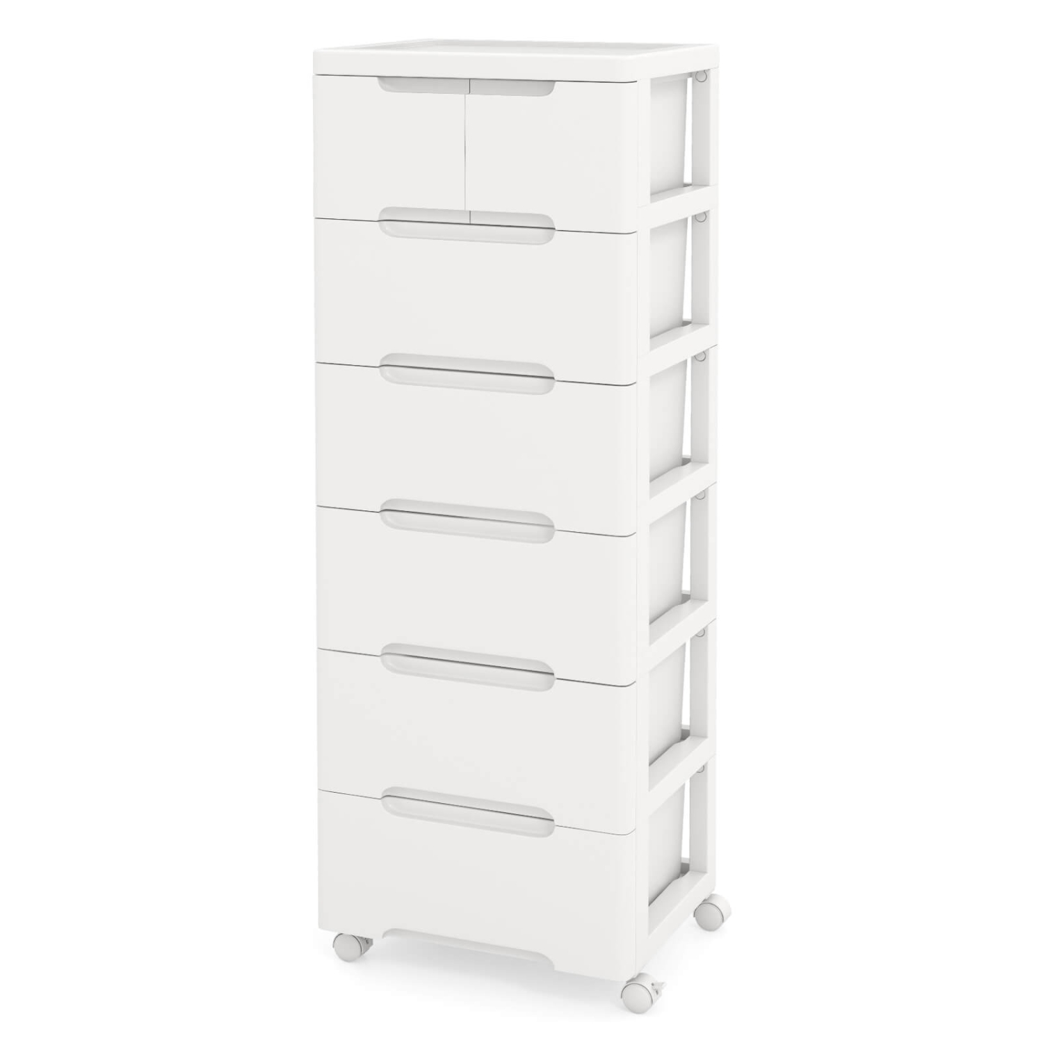 Costway 1 PCS 7-Drawer Plastic Rolling Storage Cart with 4 Universal Wheels Dresser Cabinet