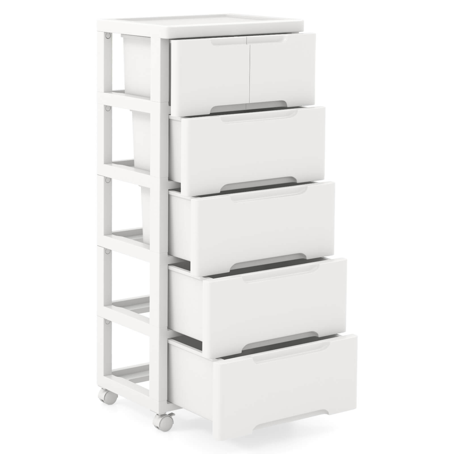 Costway 1 PCS 6-Drawer Plastic Rolling Storage Cart with 4 Universal Wheels Dresser Cabinet