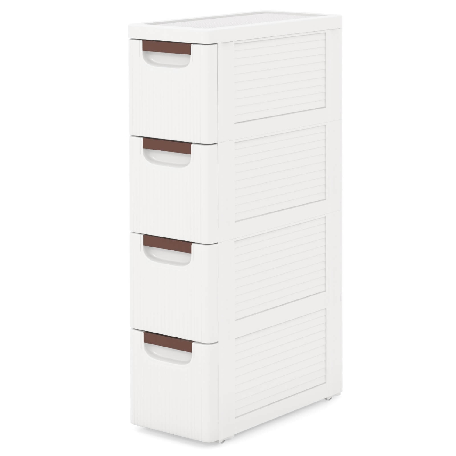 Costway 1 PCS 4-Drawer Narrow Rolling Storage Cabinet with Pull Handles Built-in Wheels