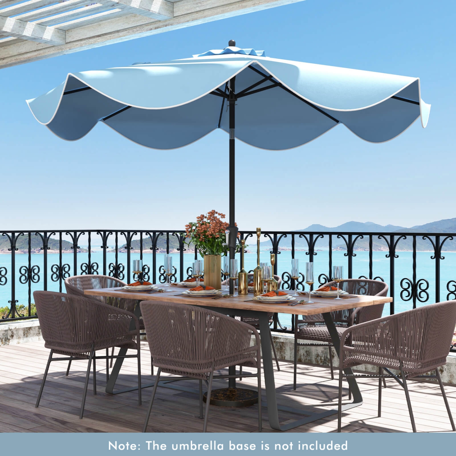 Costway 9 FT Patio Umbrella 2-Tier Market Table Umbrella with Crank Handle & 8 Ribs