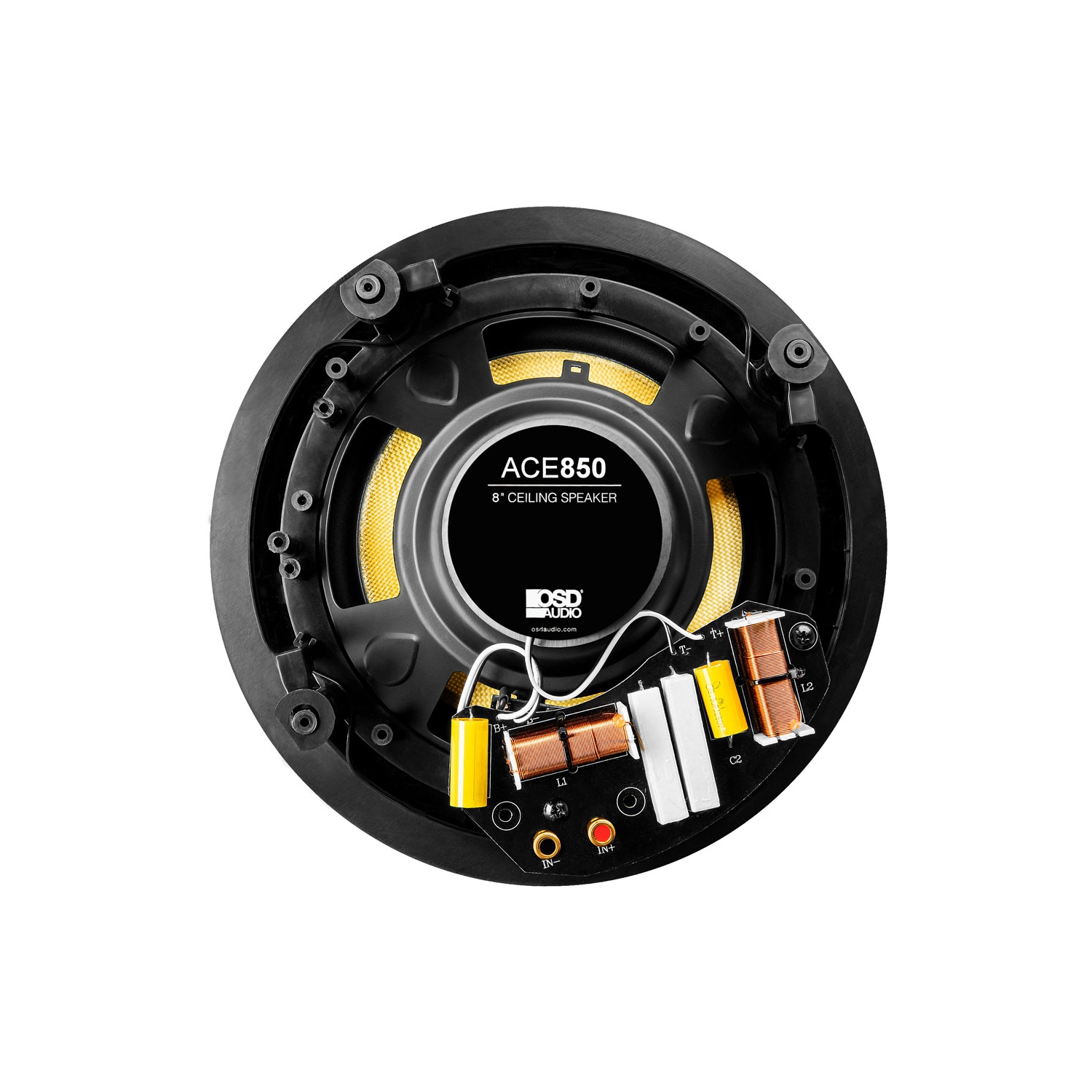 Haut-parleur de plafond à 2 voies de ACE850 8 po sans cadre mince avec haut-parleur de graves Kevlar® de OSD Audio
