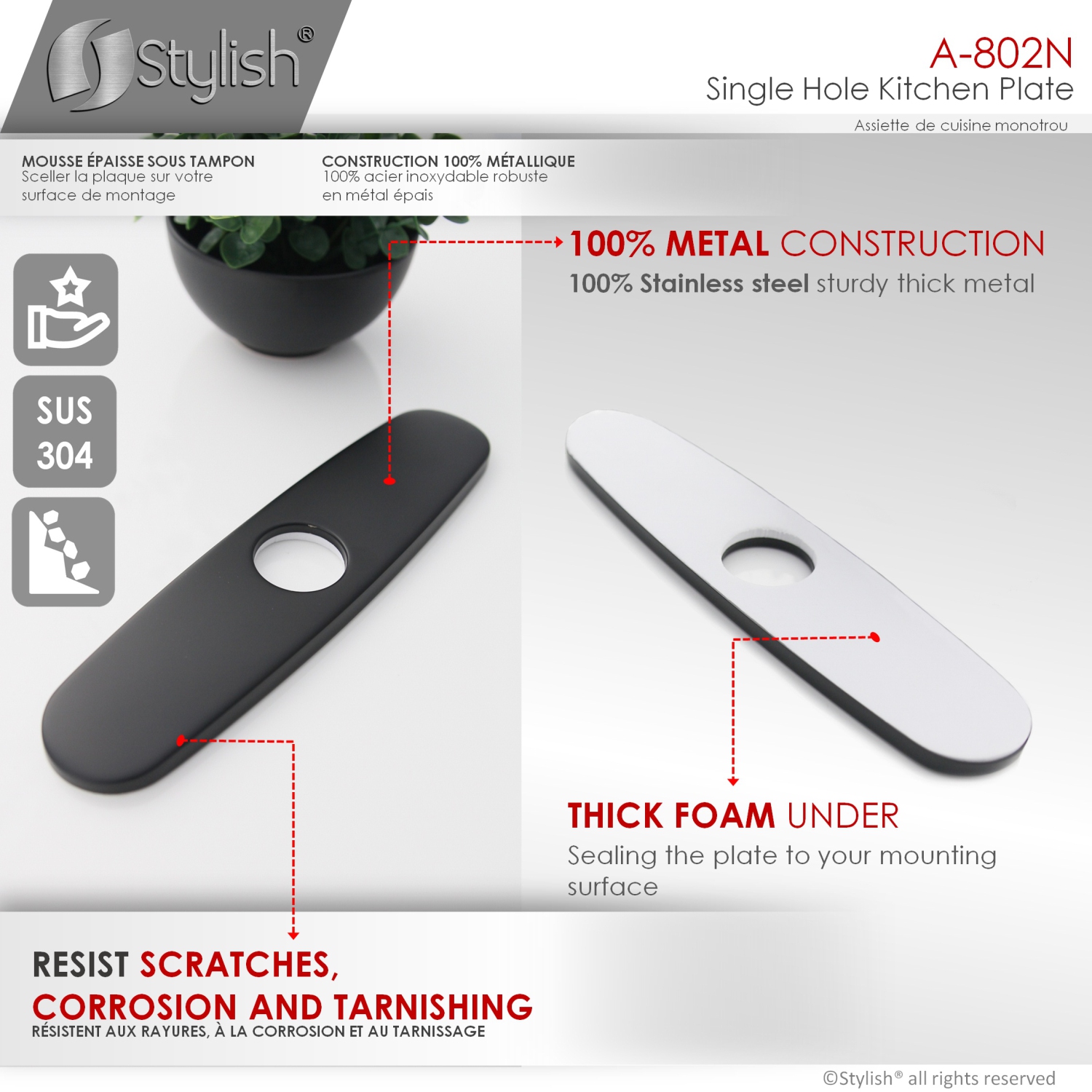 Stylish Single Handle Pull Down Kitchen Faucet with Water Tap and Faucet Plate in Matte Black K133NK142NA802N